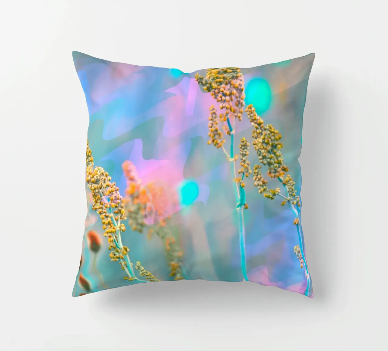 Two meadow flowers in front of an artistic background decorative cushion by Something for you