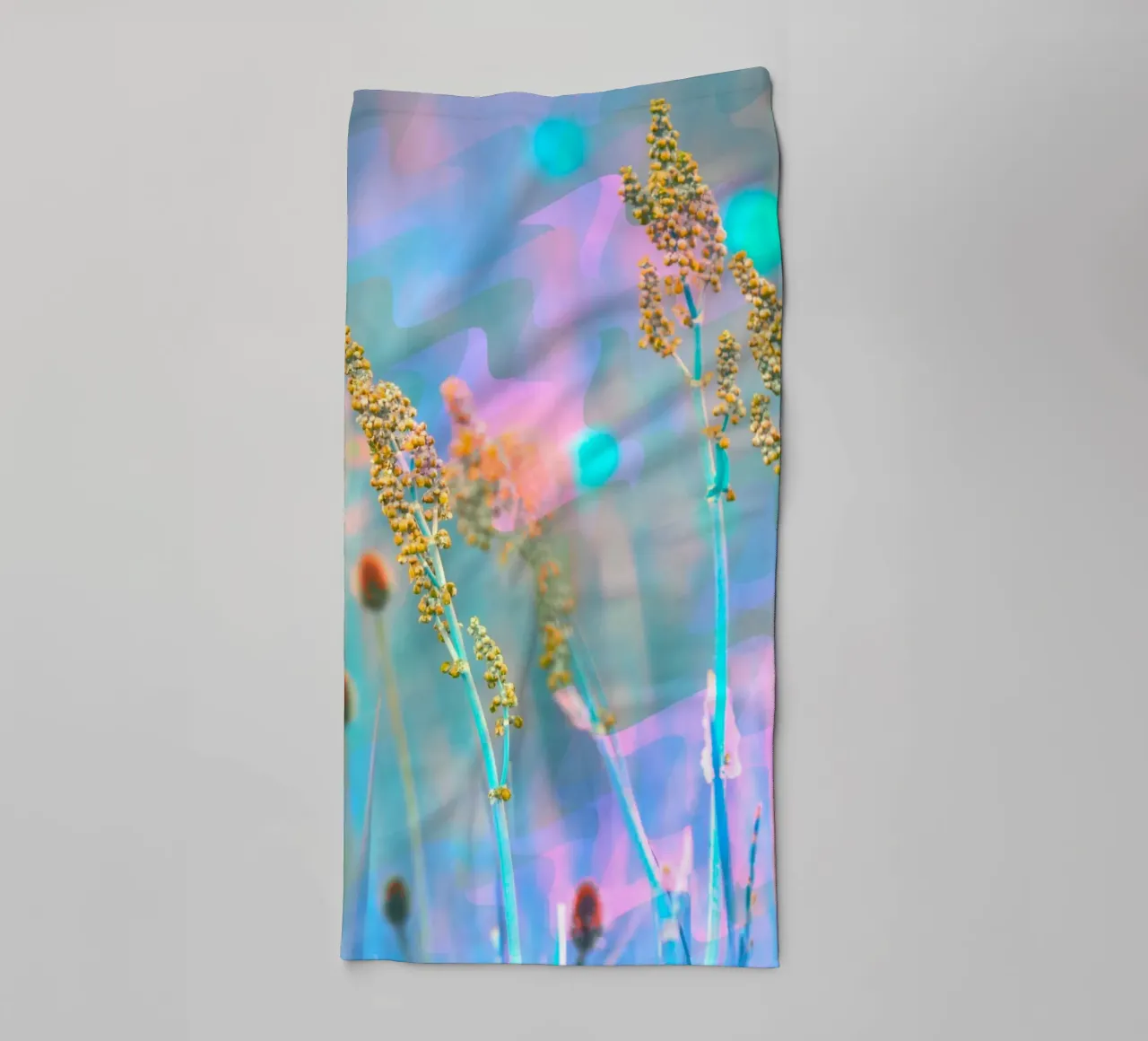 Two meadow flowers in front of an artistic background towel by Something for you