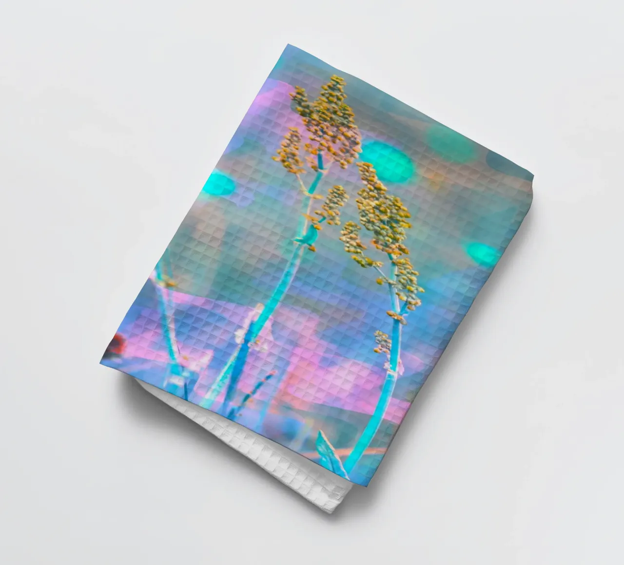 Two meadow flowers in front of an artistic background tea towel by Something for you