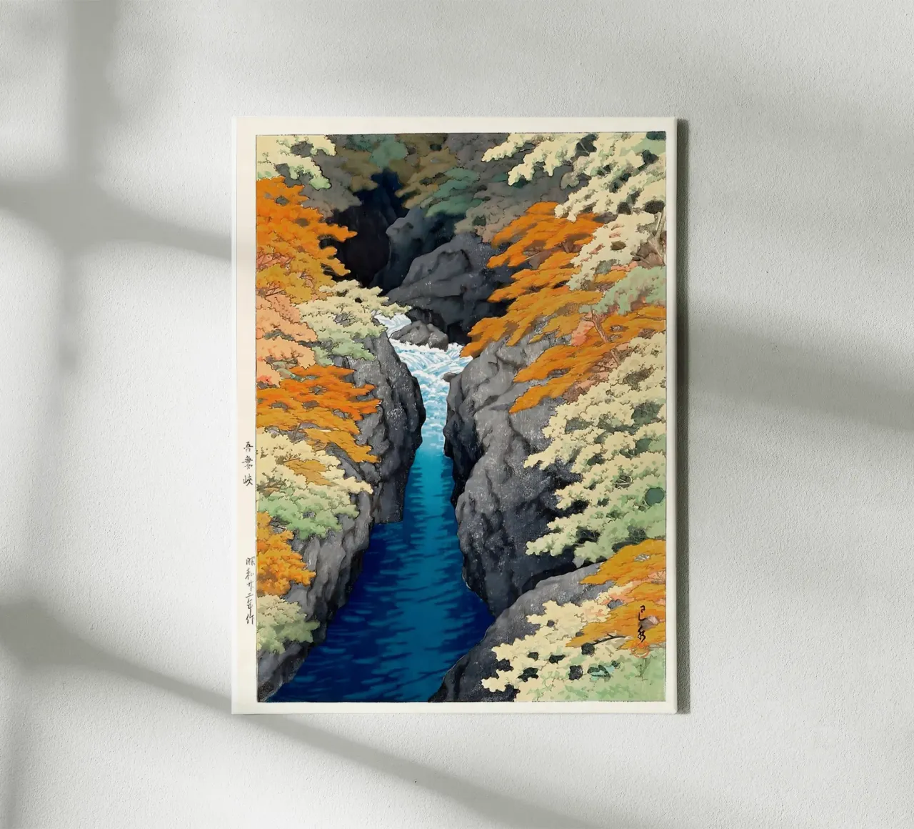 Azuma Gorge Waterfall Hasui Kawase tela con Cornice a cassetta da GoArt