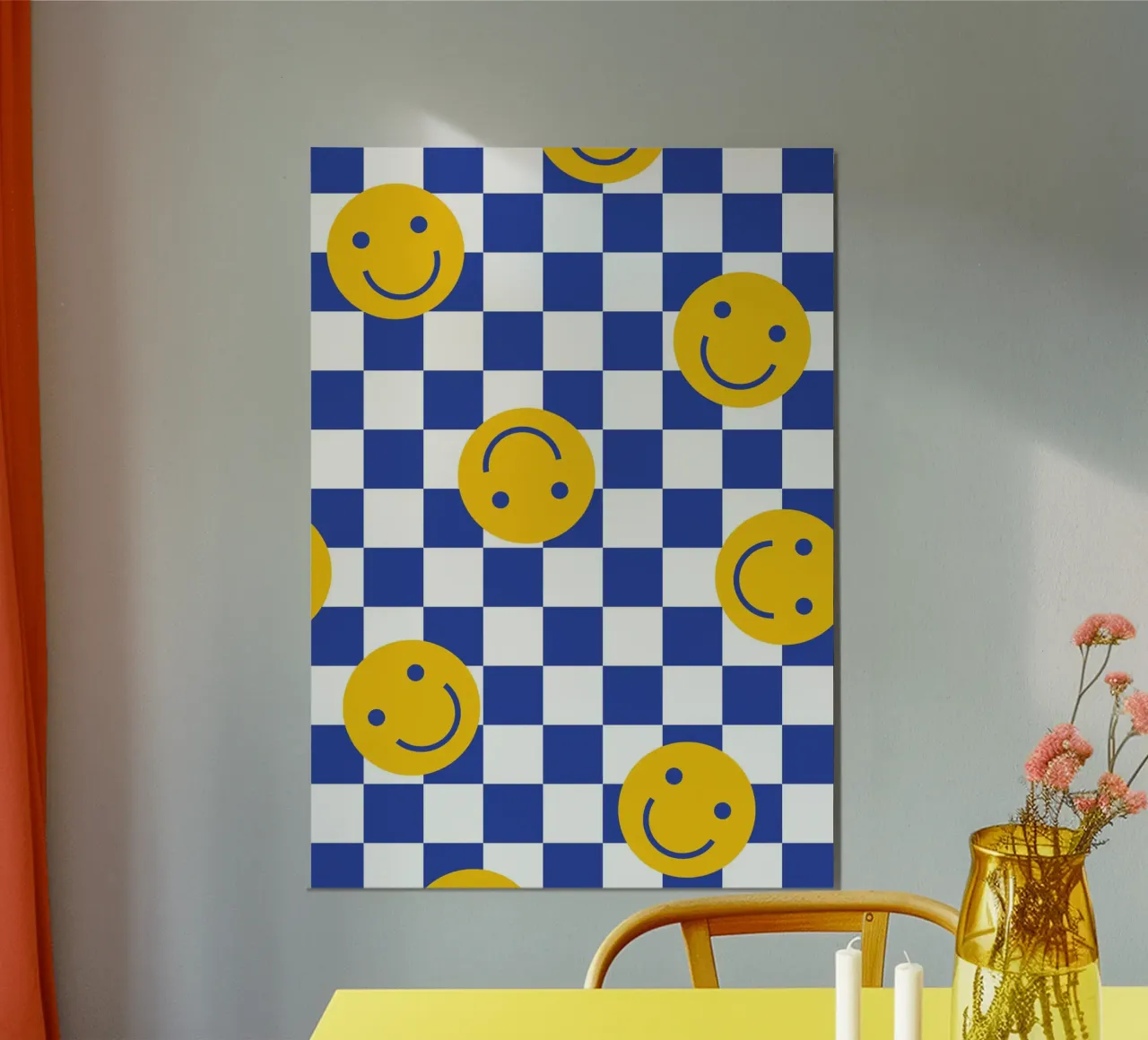 Smilies Blau poster con telaio in legno da studio salü