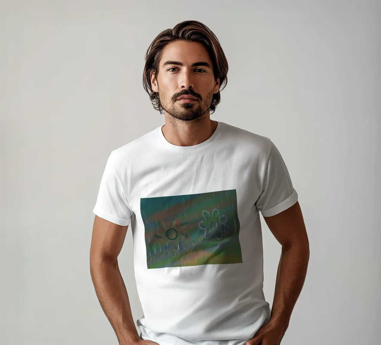 Due fiori davanti a uno sfondo artistico t-shirt da Something for you