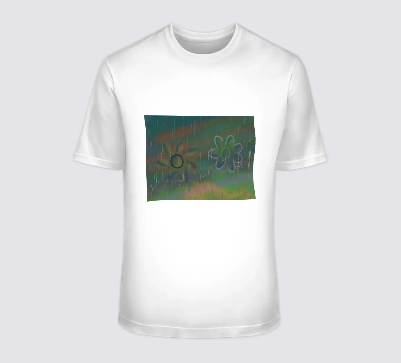 Due fiori davanti a uno sfondo artistico t-shirt da Something for you