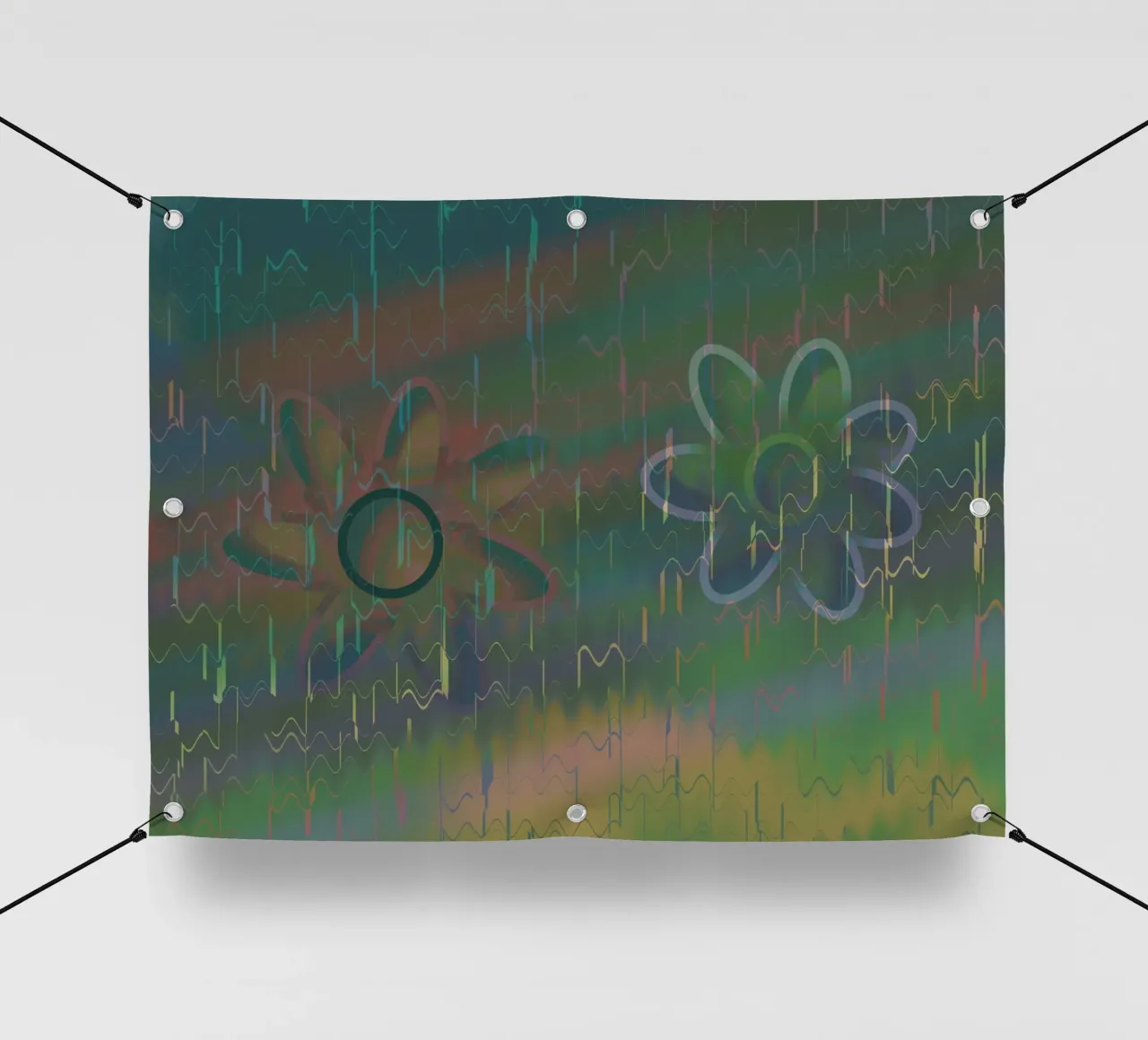 Due fiori davanti a uno sfondo artistico telo in pvc da Something for you