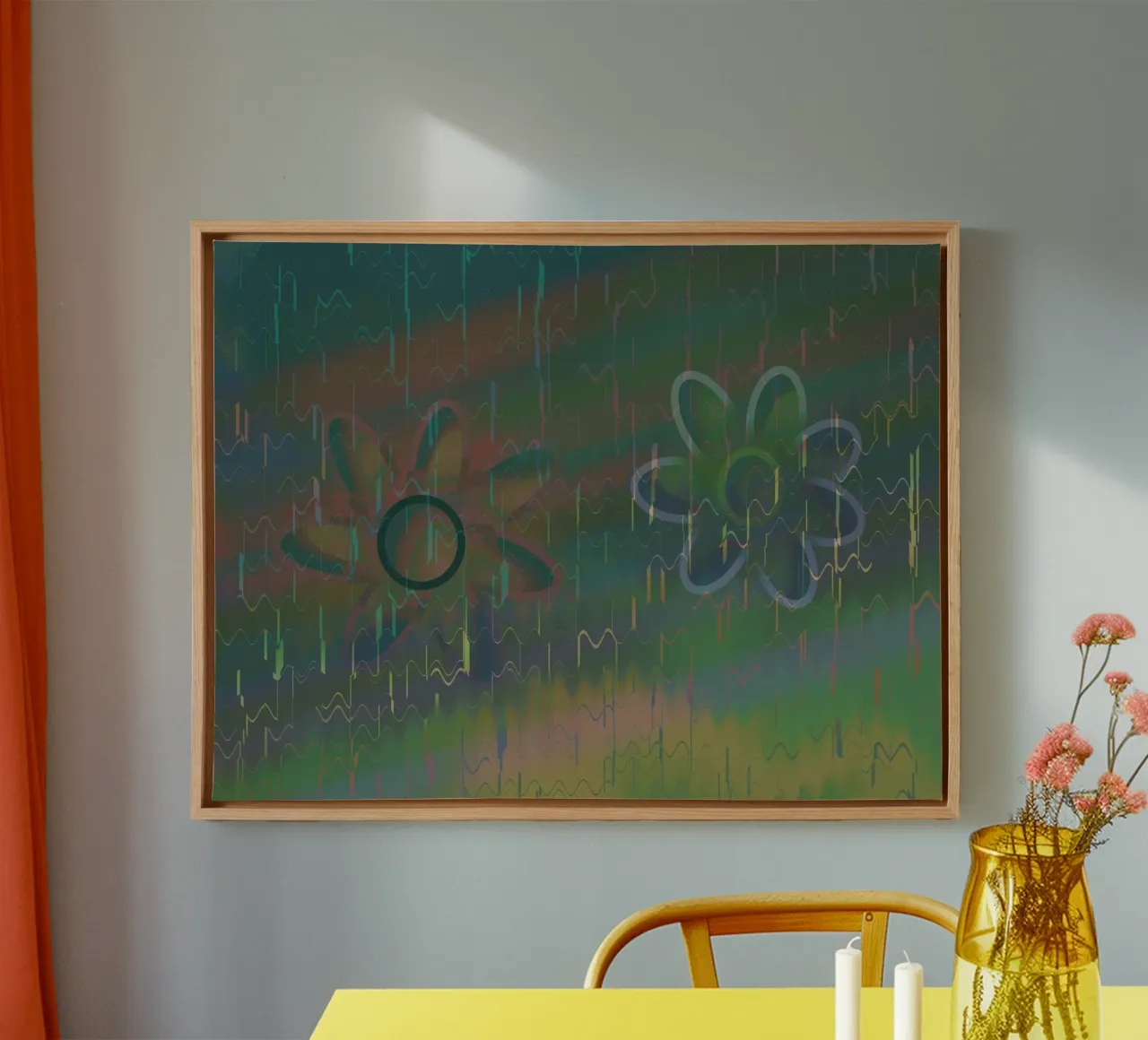 Due fiori davanti a uno sfondo artistico tela con Cornice a cassetta da Something for you