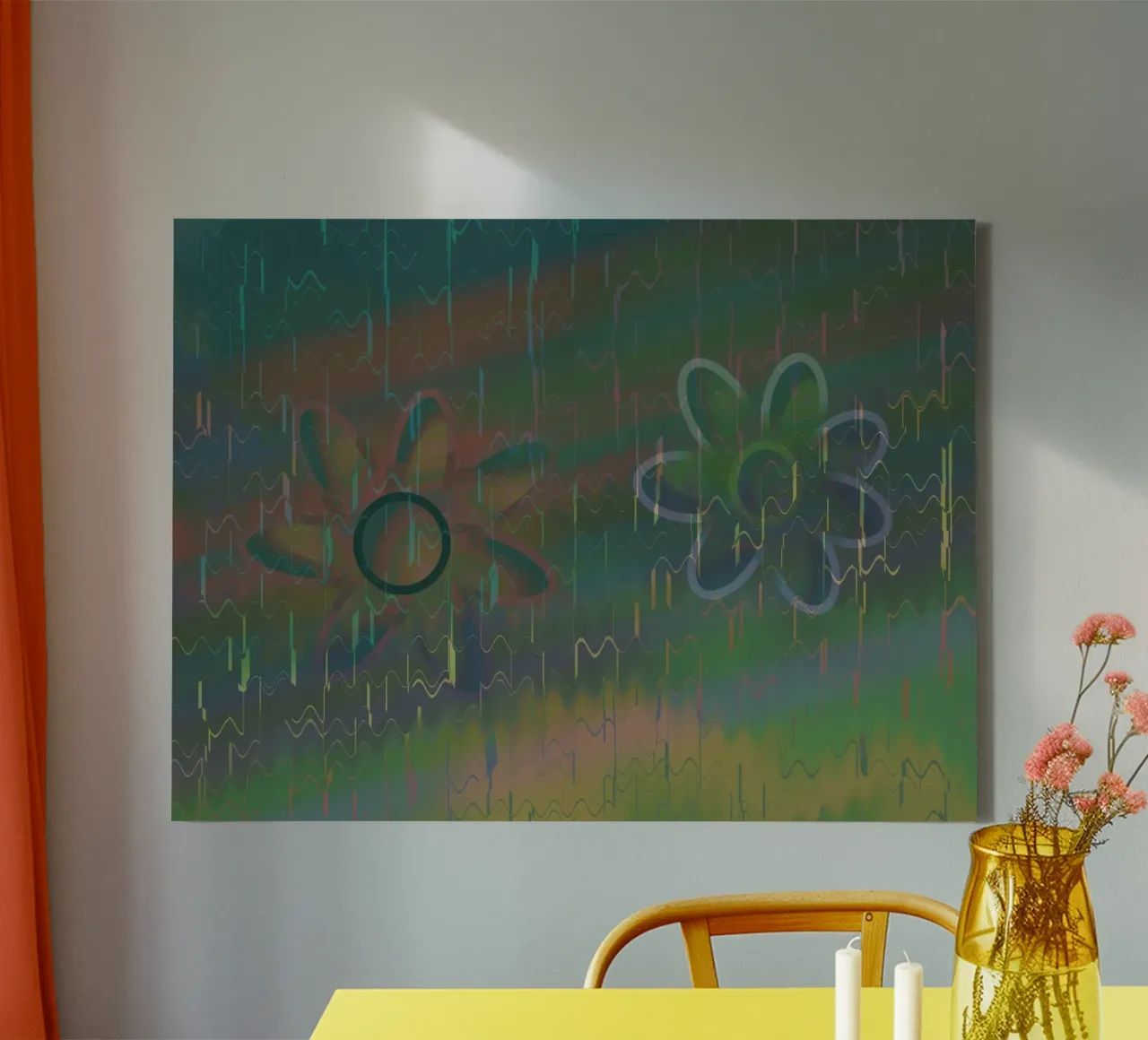 Due fiori davanti a uno sfondo artistico tela con Cornice a cassetta da Something for you