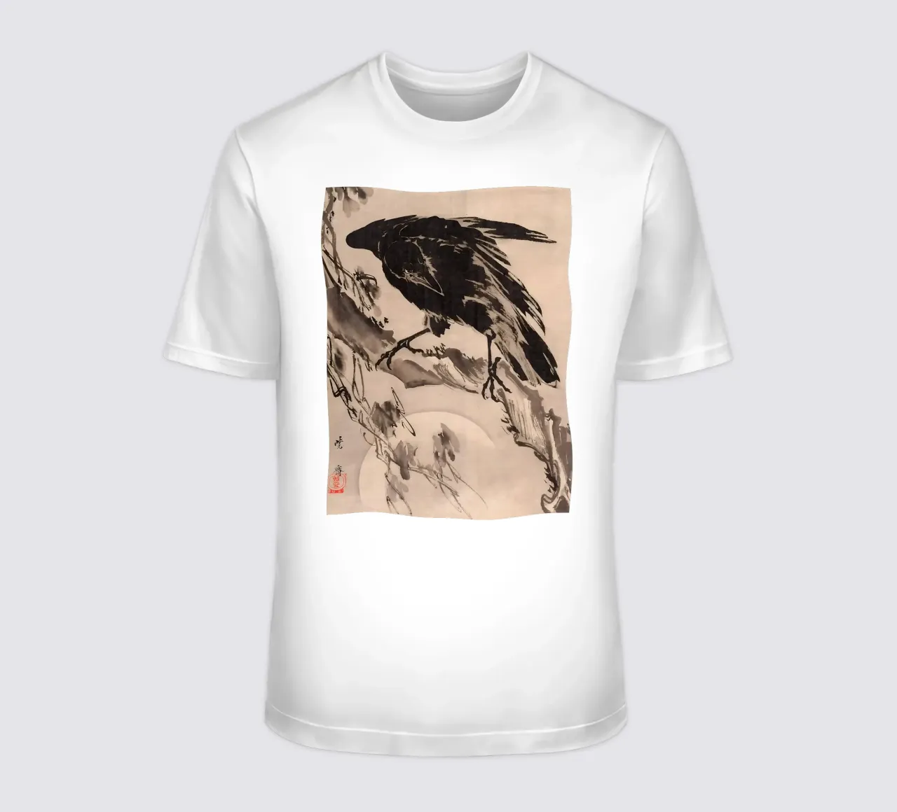 Kawanabe Kyōsai. Crow and the Moon t-shirt da GoArt
