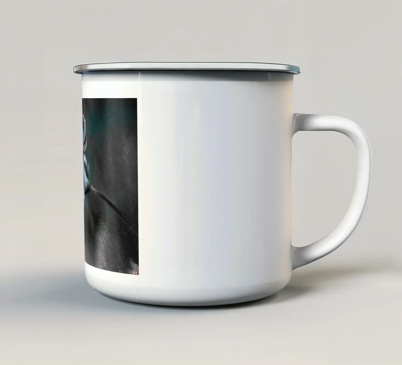 Two flowers in front of an artistic background enamel mug by Something for you