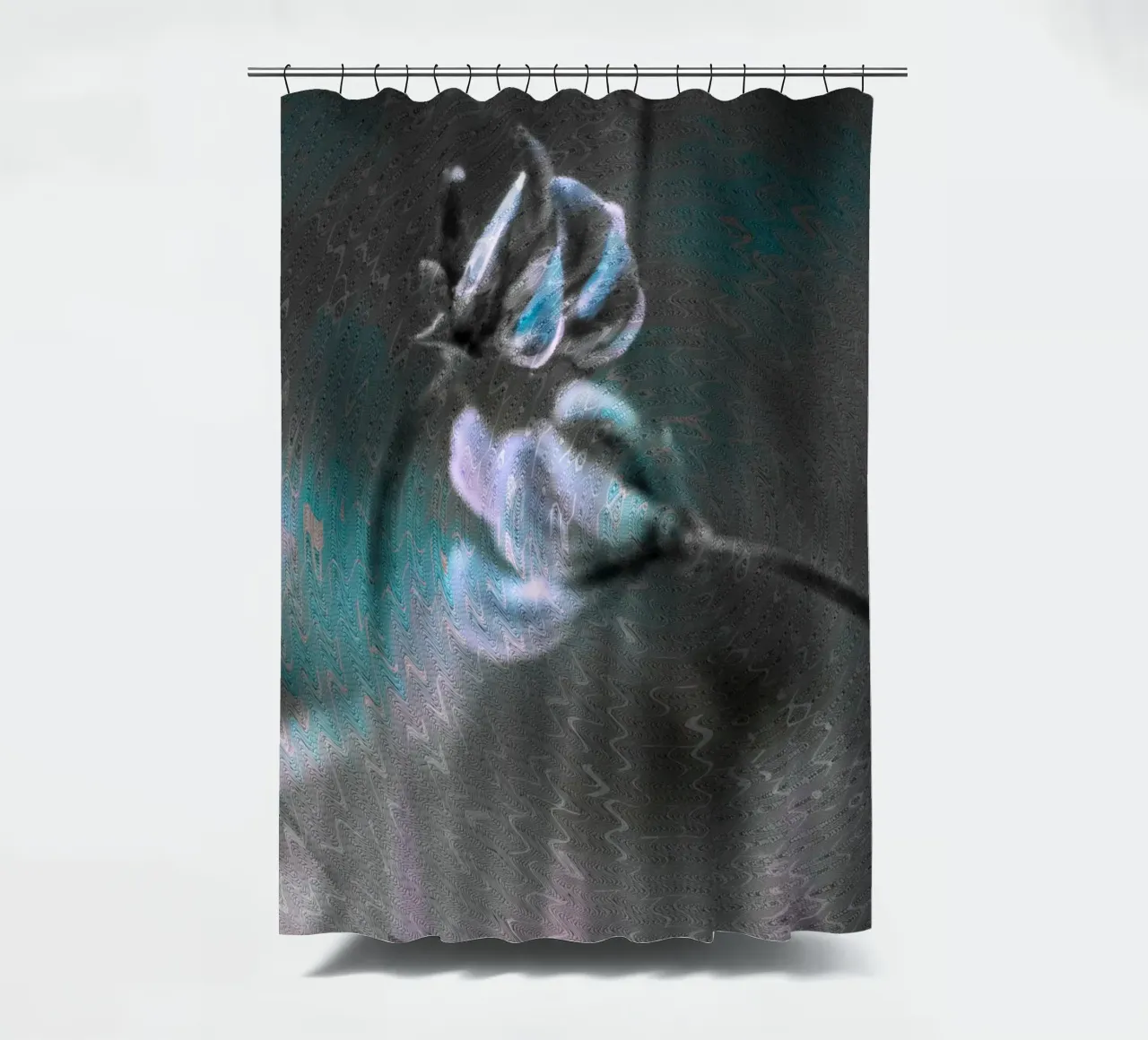 Two flowers in front of an artistic background shower curtain by Something for you
