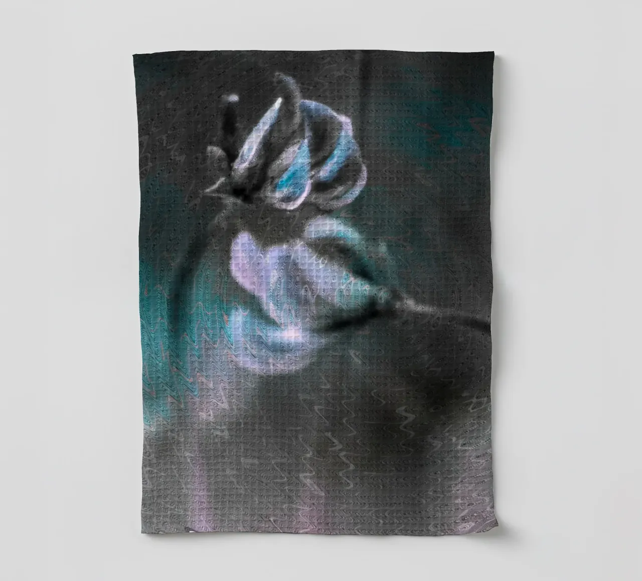 Two flowers in front of an artistic background tea towel by Something for you
