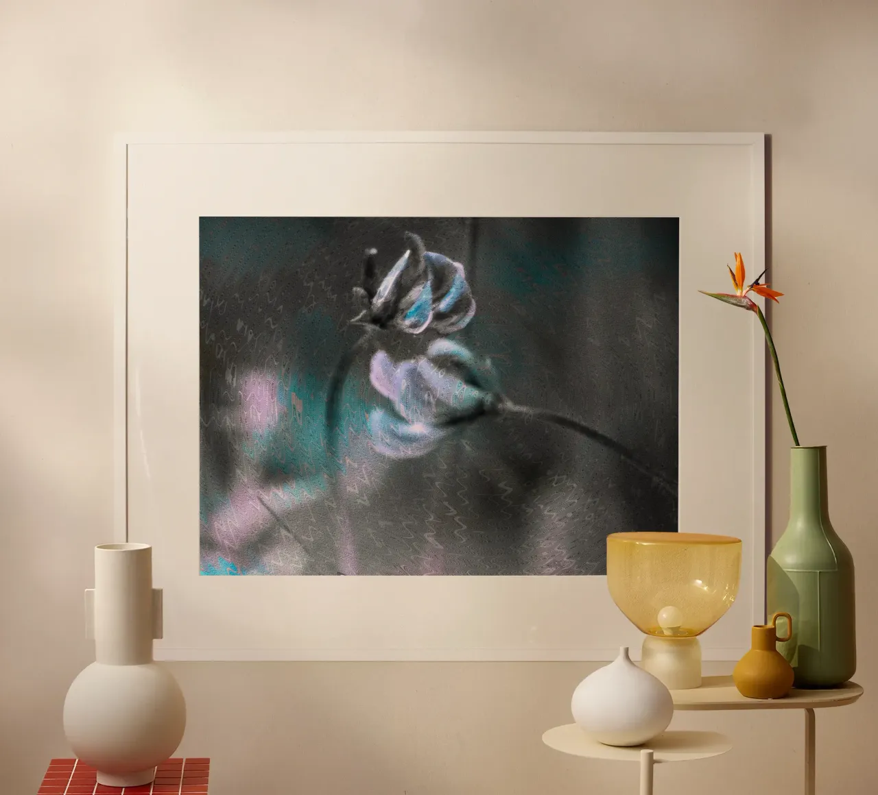 Two flowers in front of an artistic background hahnemühle by Something for you