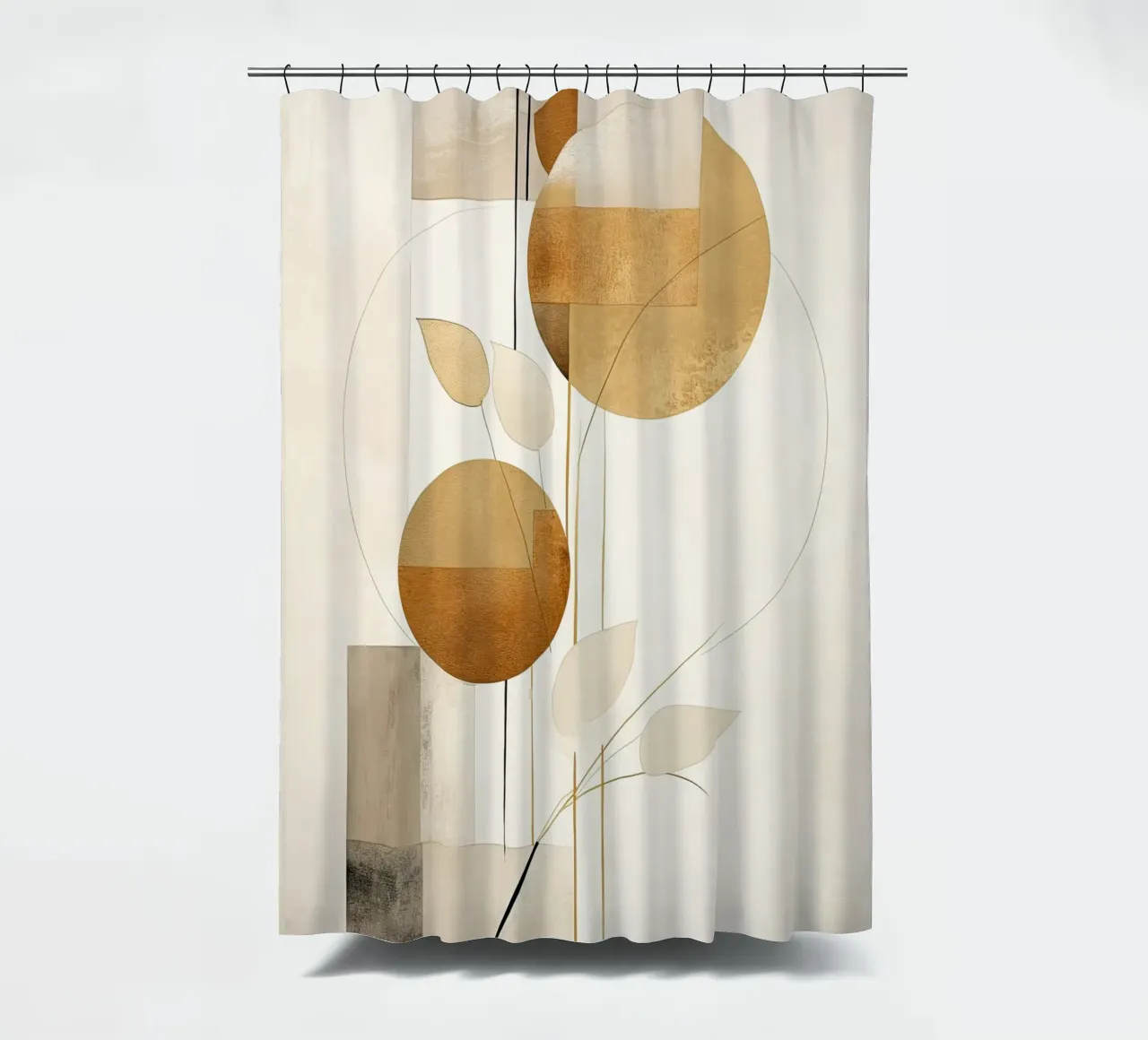 Abstract botanisch in zand kleuren douchegordijn van Imagine