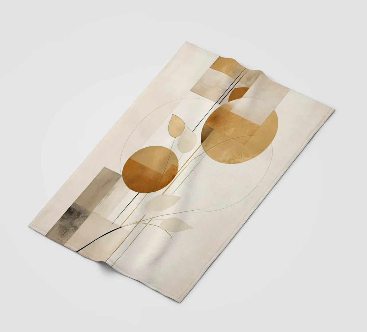 Abstract botanisch in zand kleuren fleecedeken van Imagine