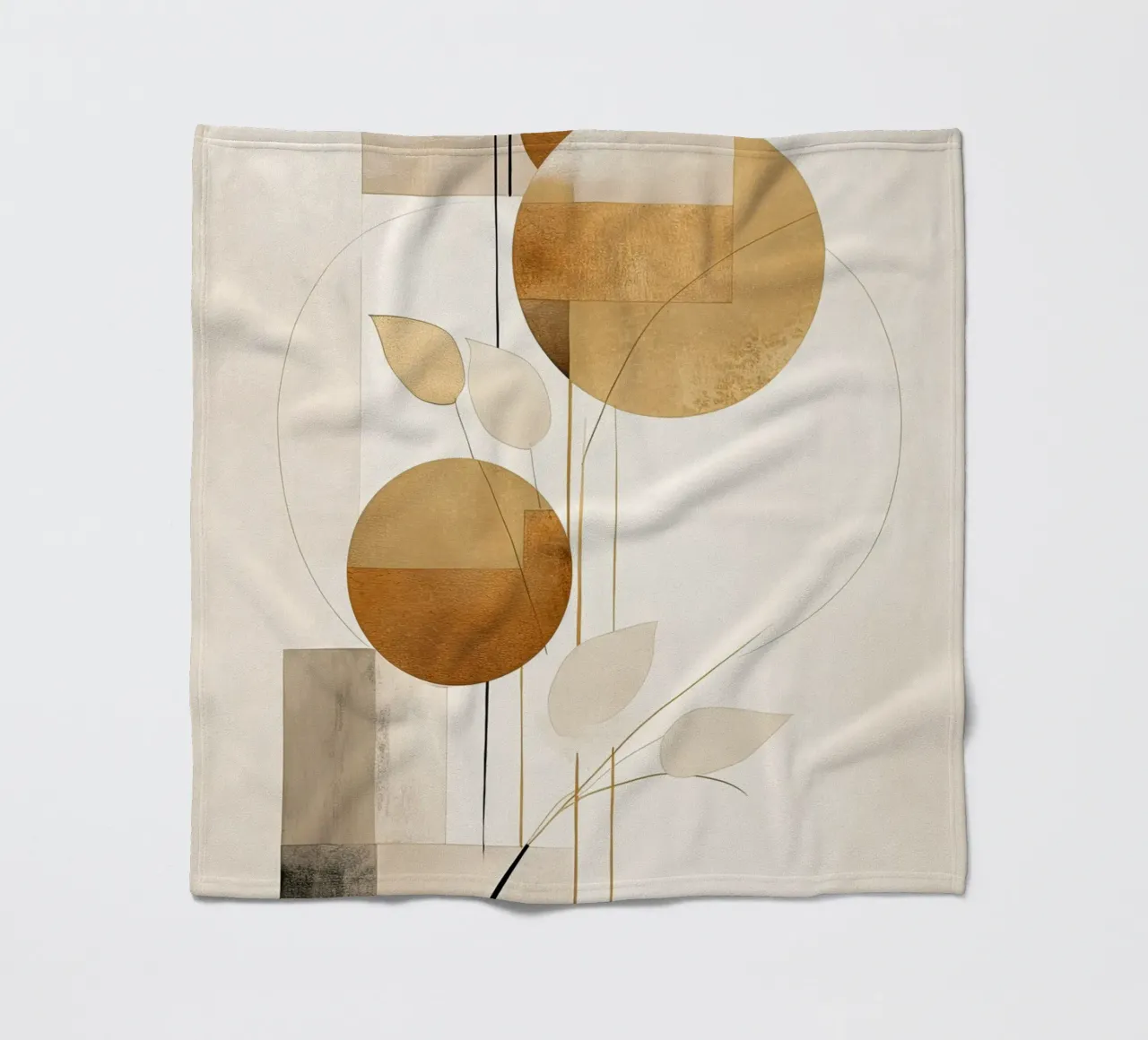 Abstract botanisch in zand kleuren fleecedeken van Imagine