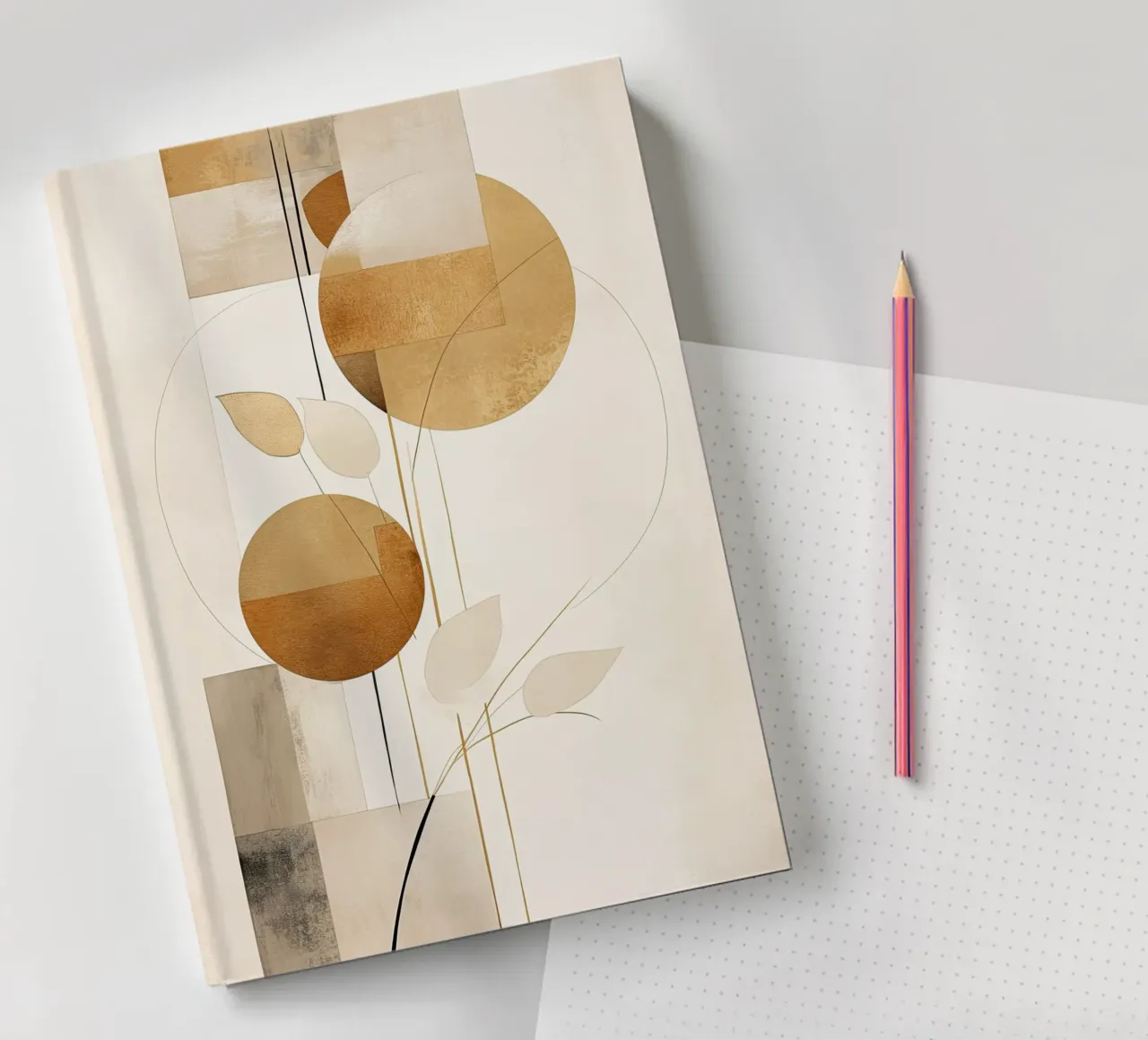 Abstract botanical in sand colours notebook by Imagine