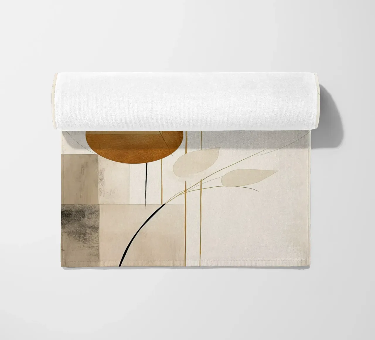 Abstract botanical in sand colours beach towel by Imagine