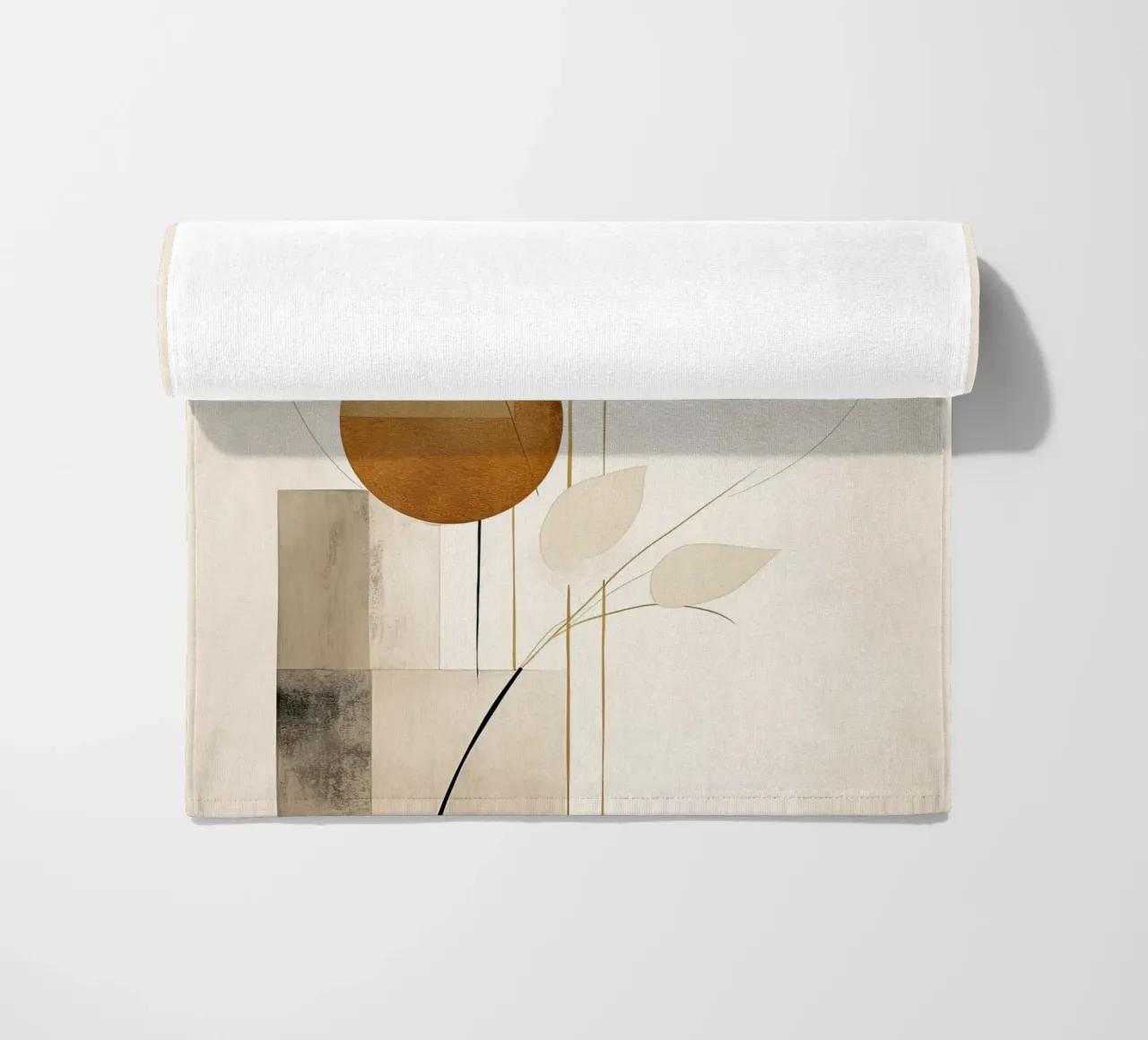 Abstract botanical in sand colours beach towel by Imagine
