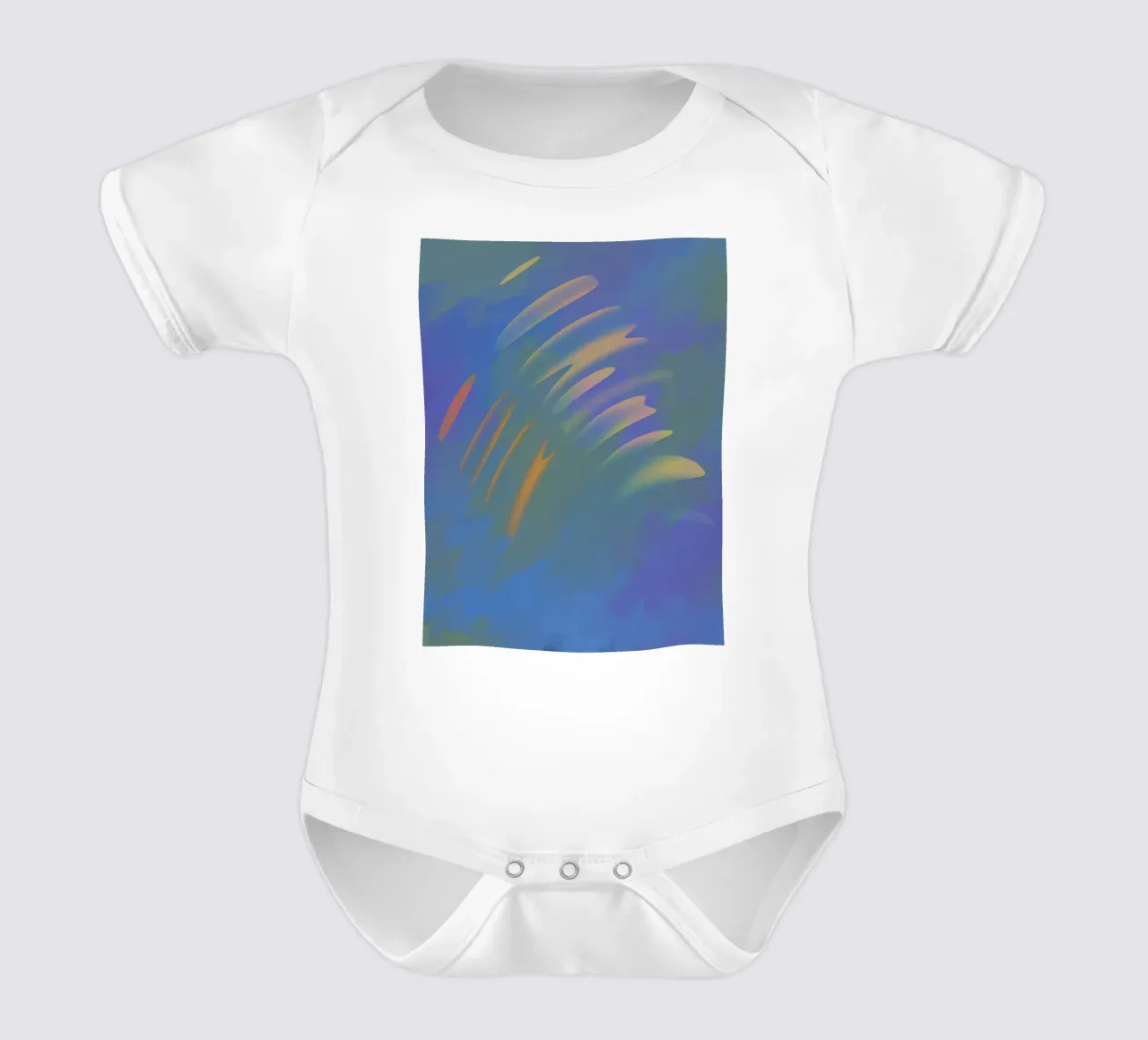 Colourful wavy pattern against an artistic background short-sleeve baby romper by Something for you