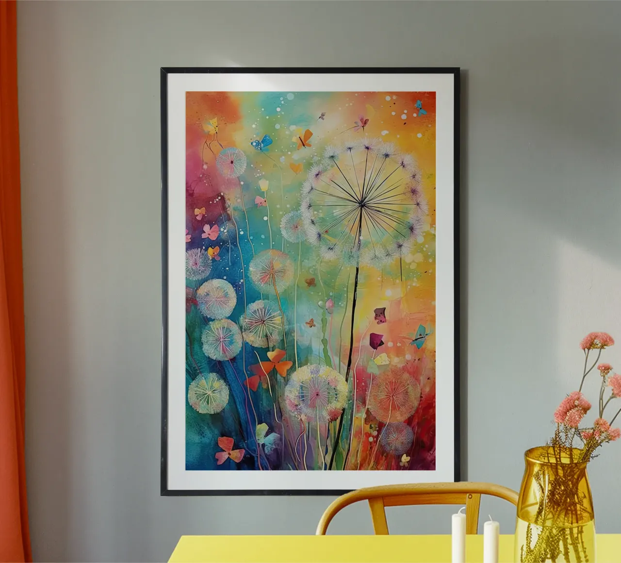 Denti di leone dai colori vivaci poster da Imagine