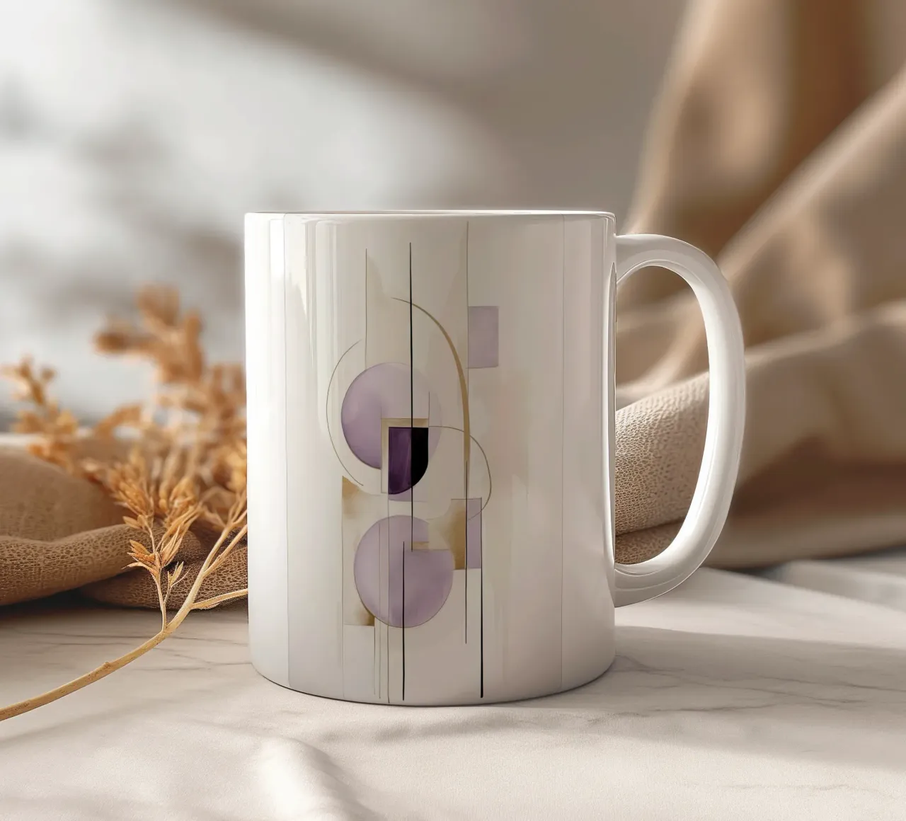 Forme astratte nei toni del viola tazza in ceramica da Imagine