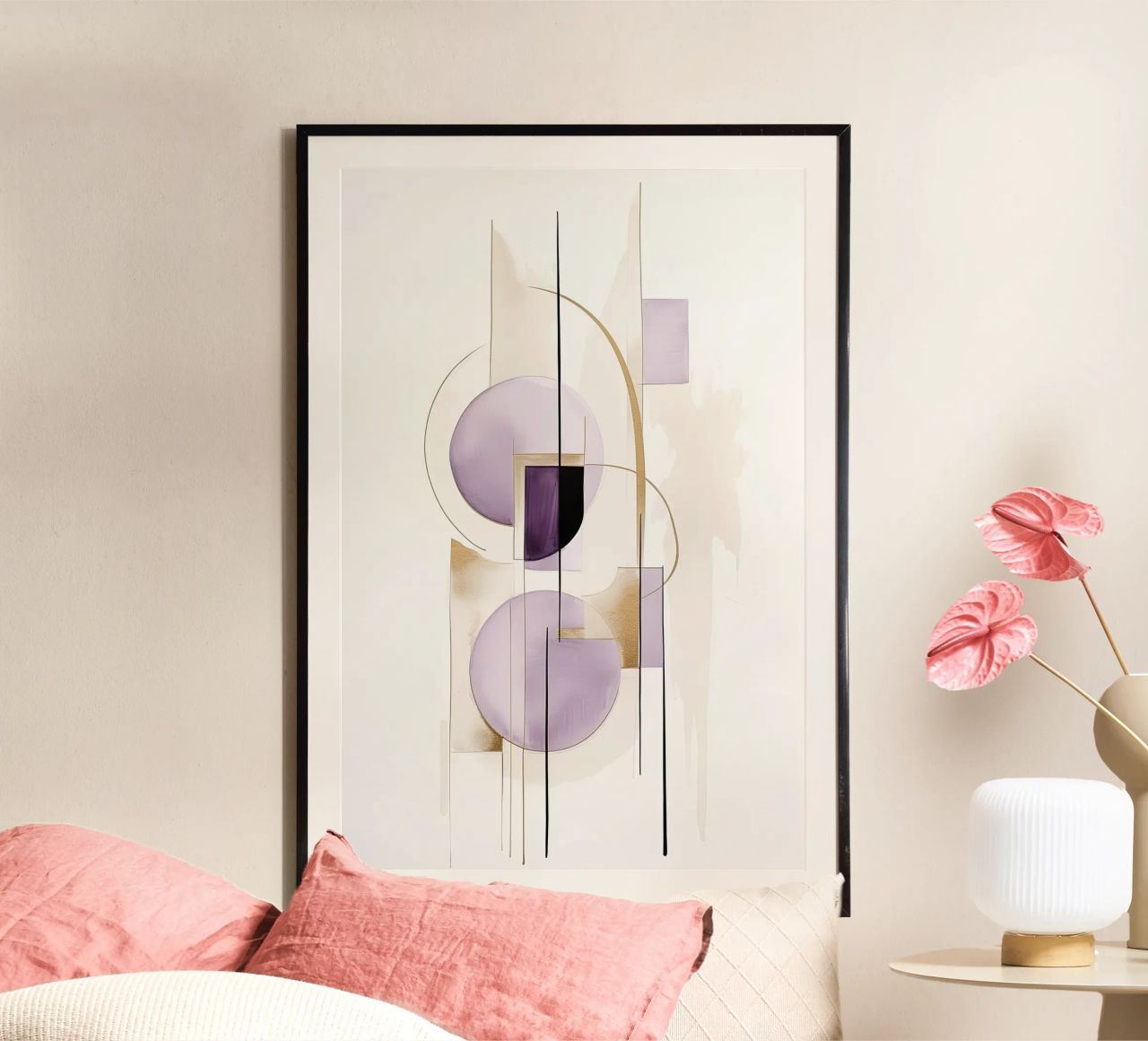 Abstracte vormen een paarse tinten poster van Imagine