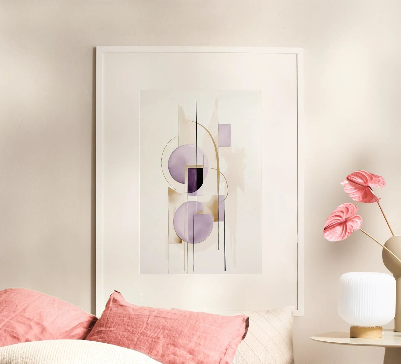 Abstracte vormen een paarse tinten poster van Imagine