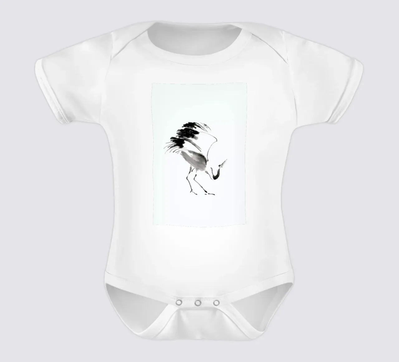 Bowing Crane II body neonato maniche corte da Flora & Fauna