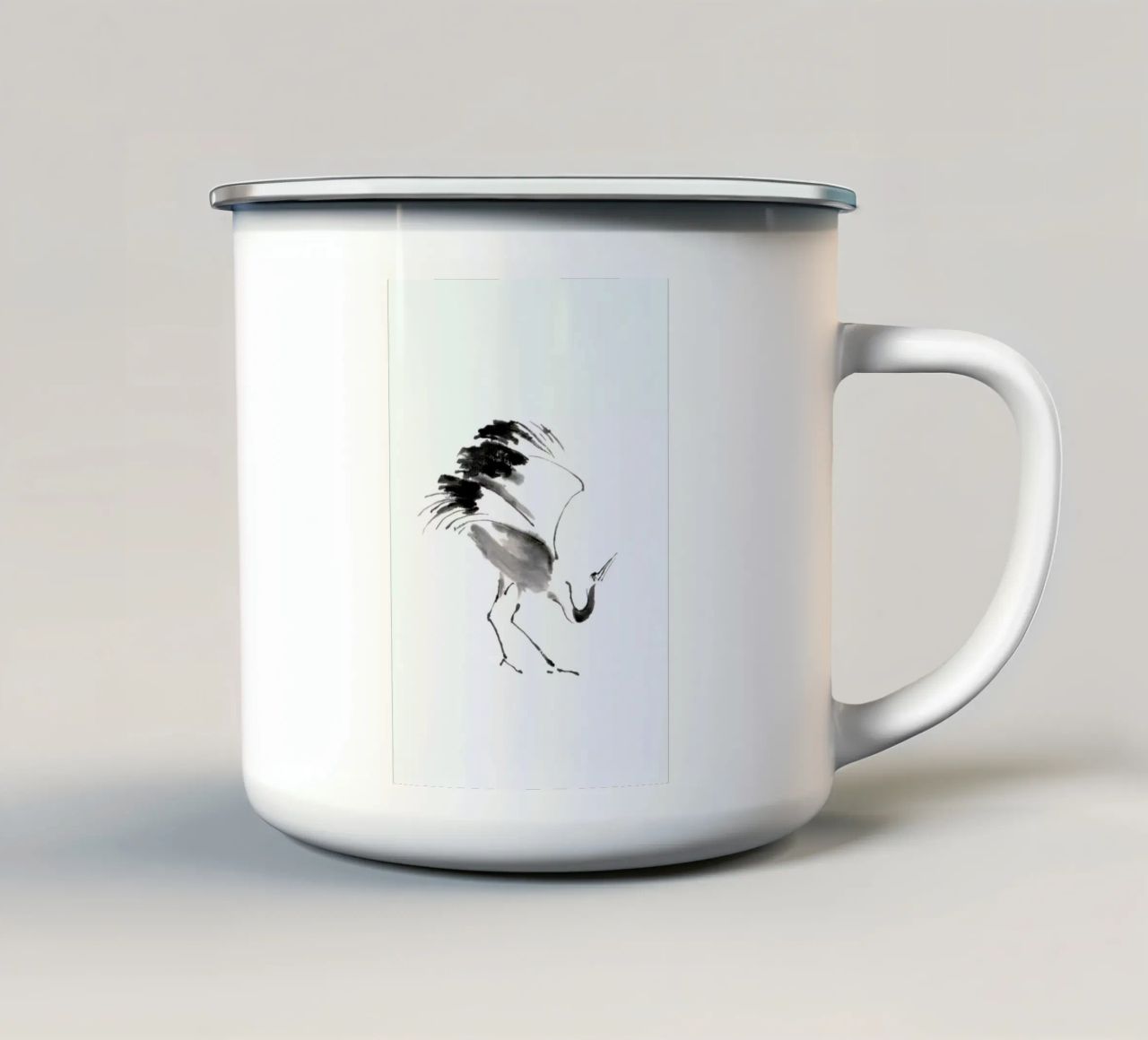 Bowing Crane II tazza in smalto da Flora & Fauna