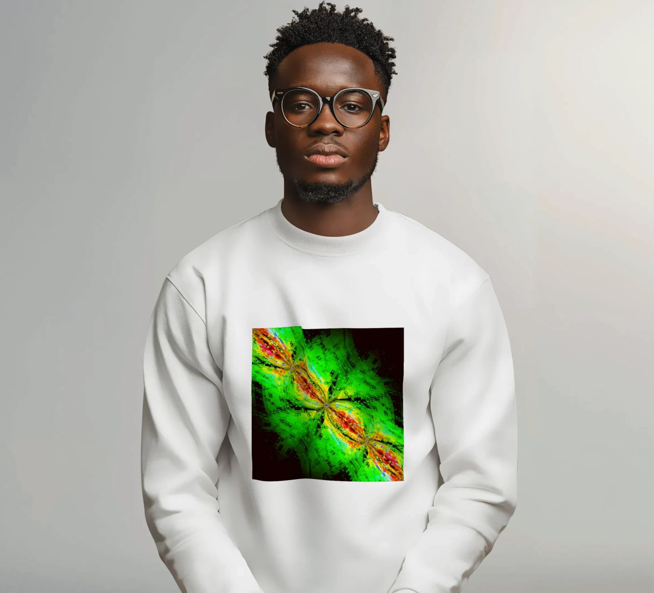 Illusione di caratteri vorticosi in colori verdi e rossastri felpa da Gürsel Yesil Digital Art