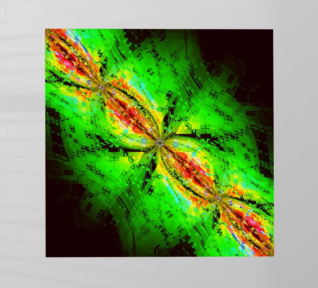 Illusione di caratteri vorticosi in colori verdi e rossastri pellicola backlit da Gürsel Yesil Digital Art