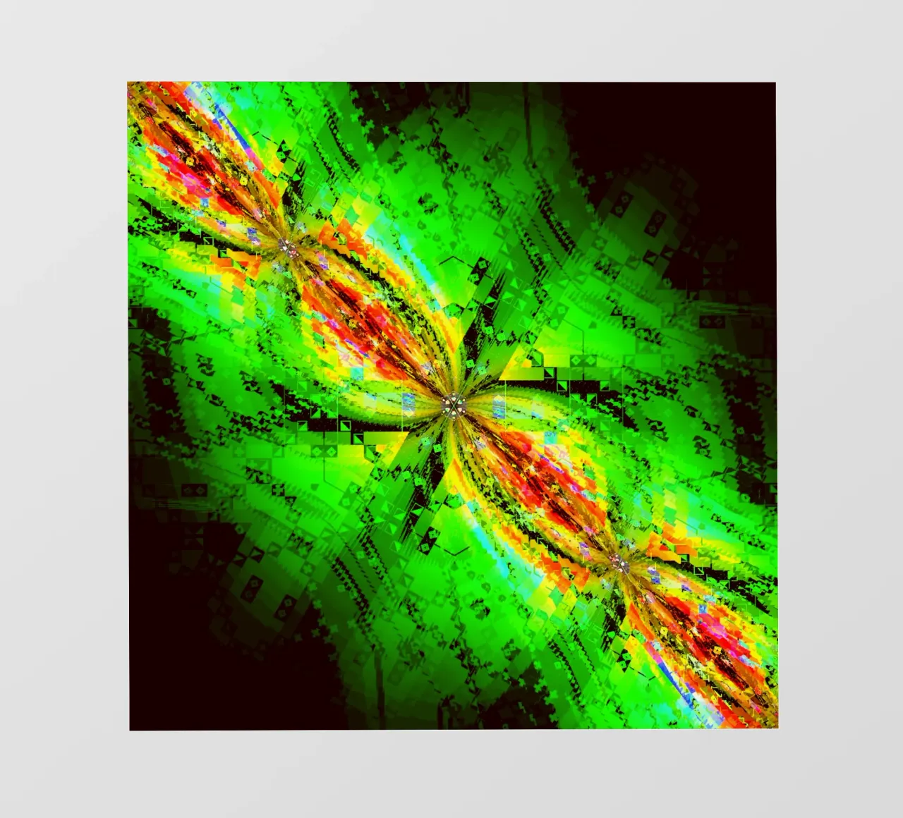 Illusione di caratteri vorticosi in colori verdi e rossastri pellicola backlit da Gürsel Yesil Digital Art