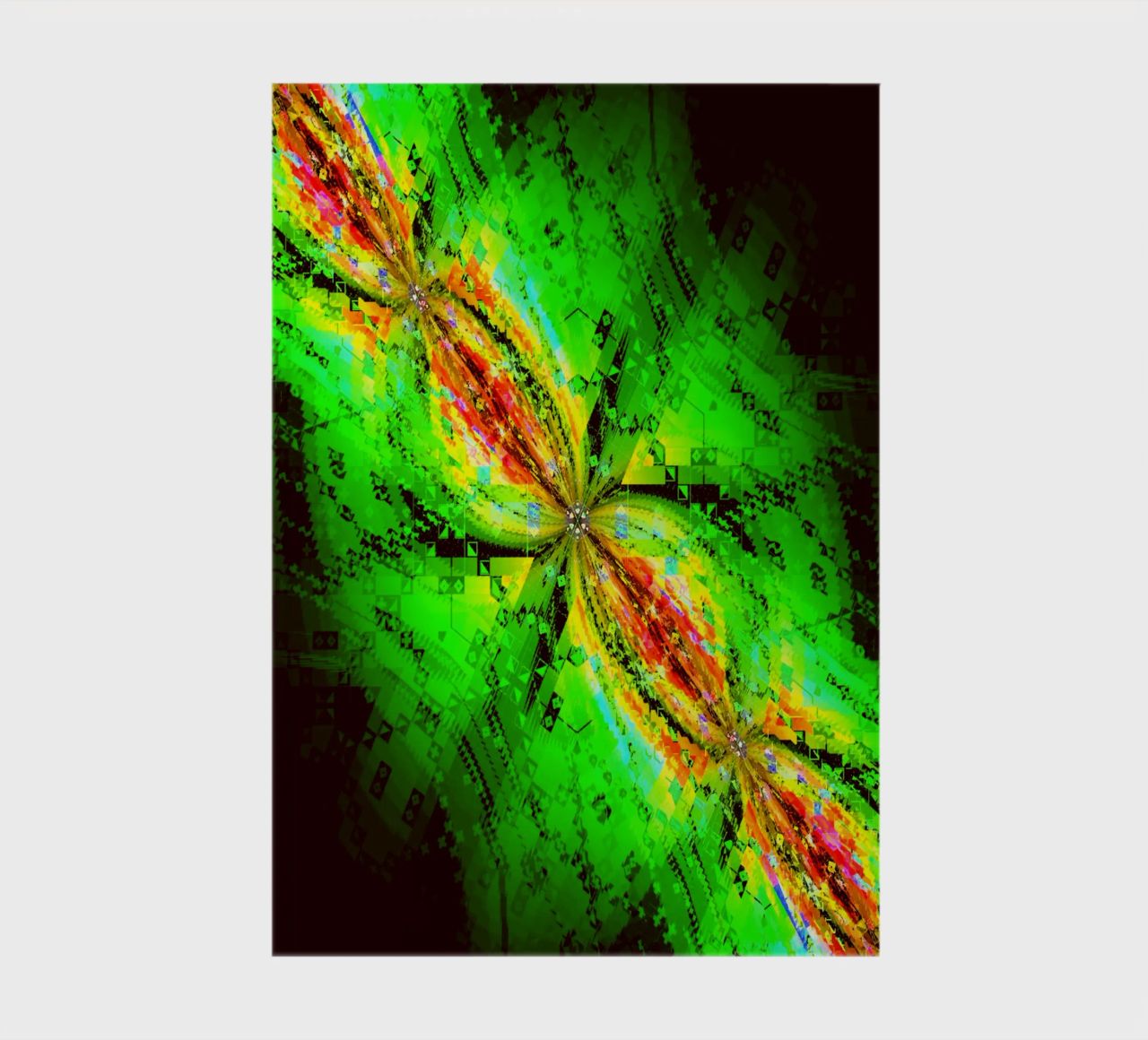 Illusion of swirling characters in green and reddish colours notebook by Gürsel Yesil Digital Art