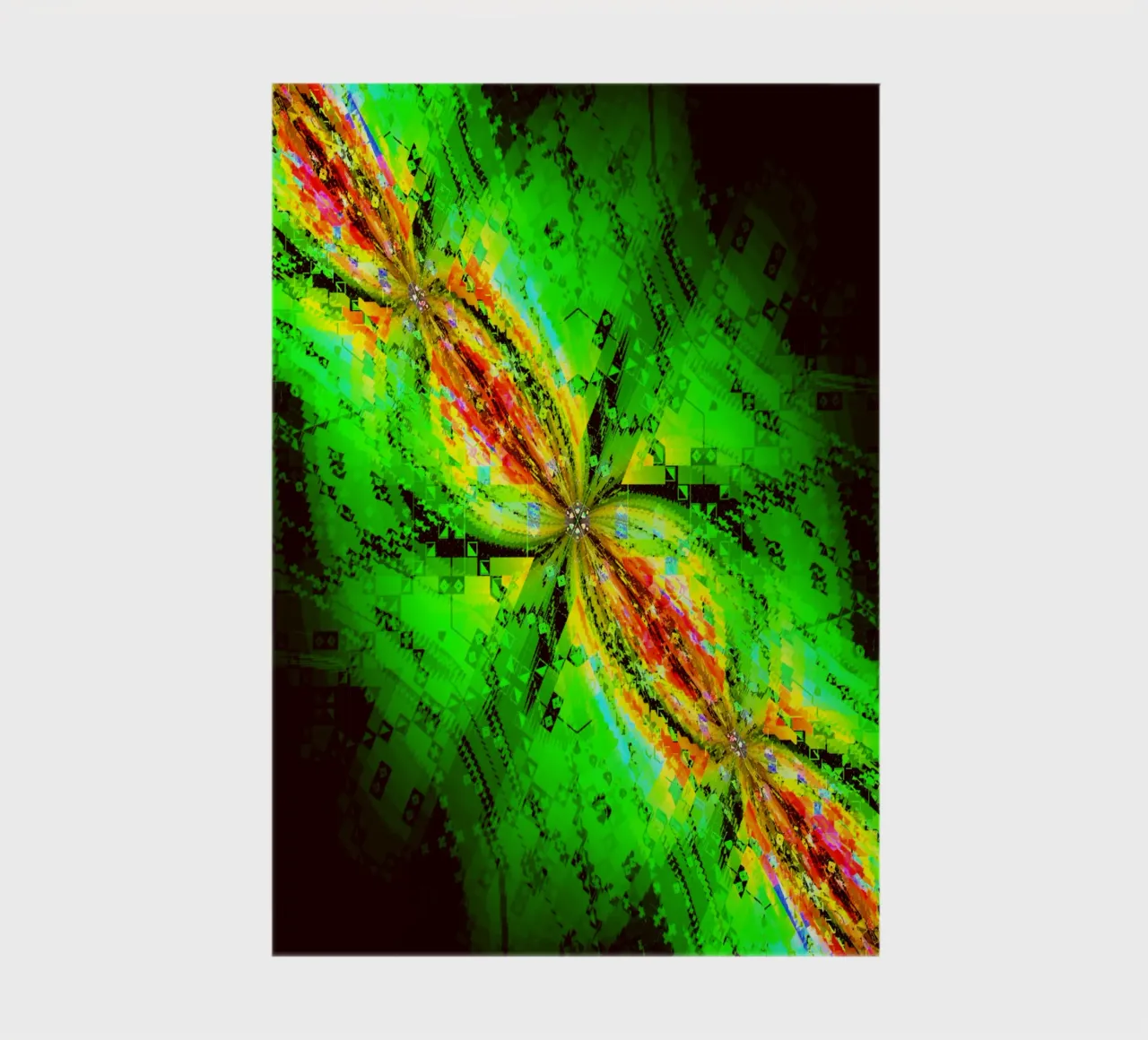 Illusion verwirbelter Zeichen in grünen und rötlichen Farben Notizbuch von Gürsel Yesil Digital Art