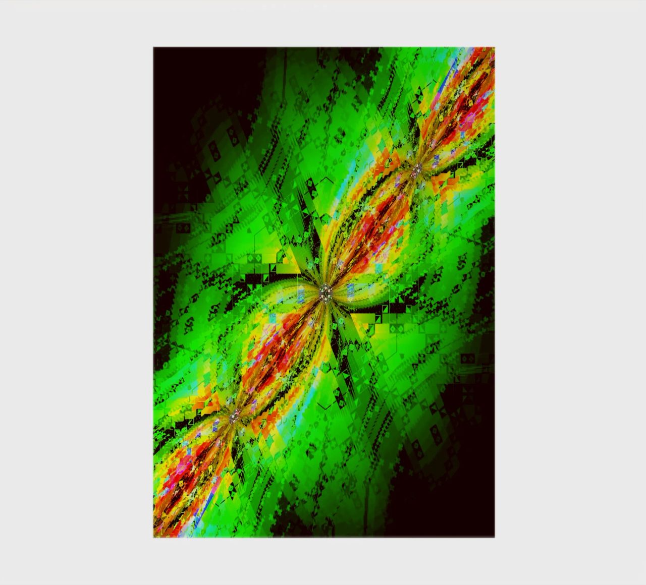 Illusion of swirling characters in green and reddish colours notebook by Gürsel Yesil Digital Art