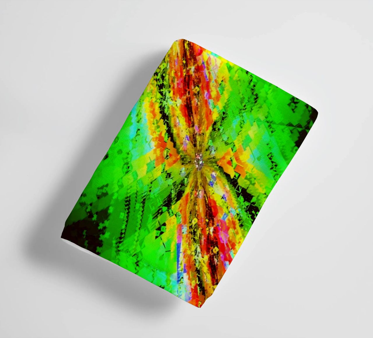 Illusion of swirling characters in green and reddish colours towel by Gürsel Yesil Digital Art
