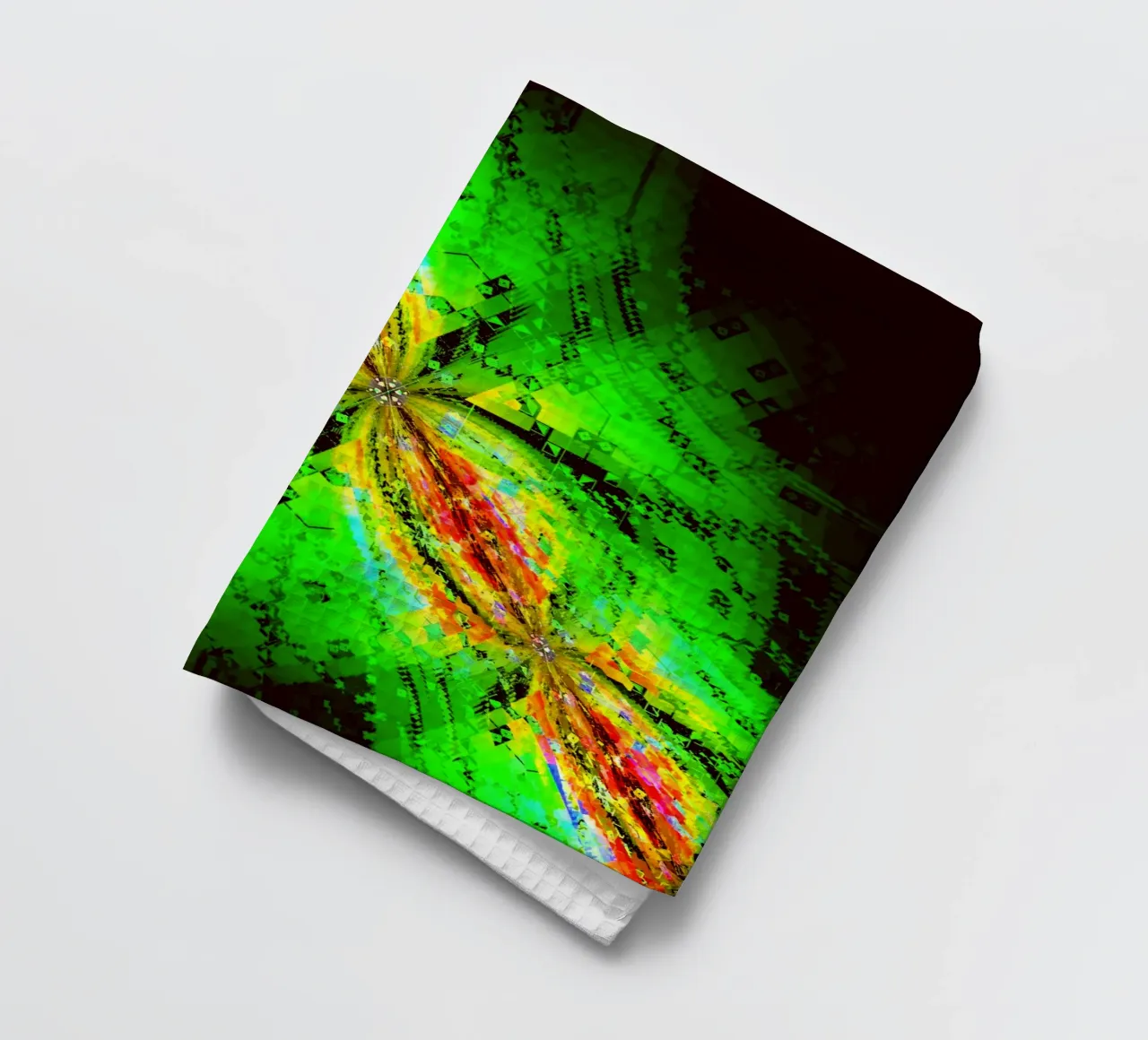 Illusione di caratteri vorticosi in colori verdi e rossastri canovaccio da cucina da Gürsel Yesil Digital Art