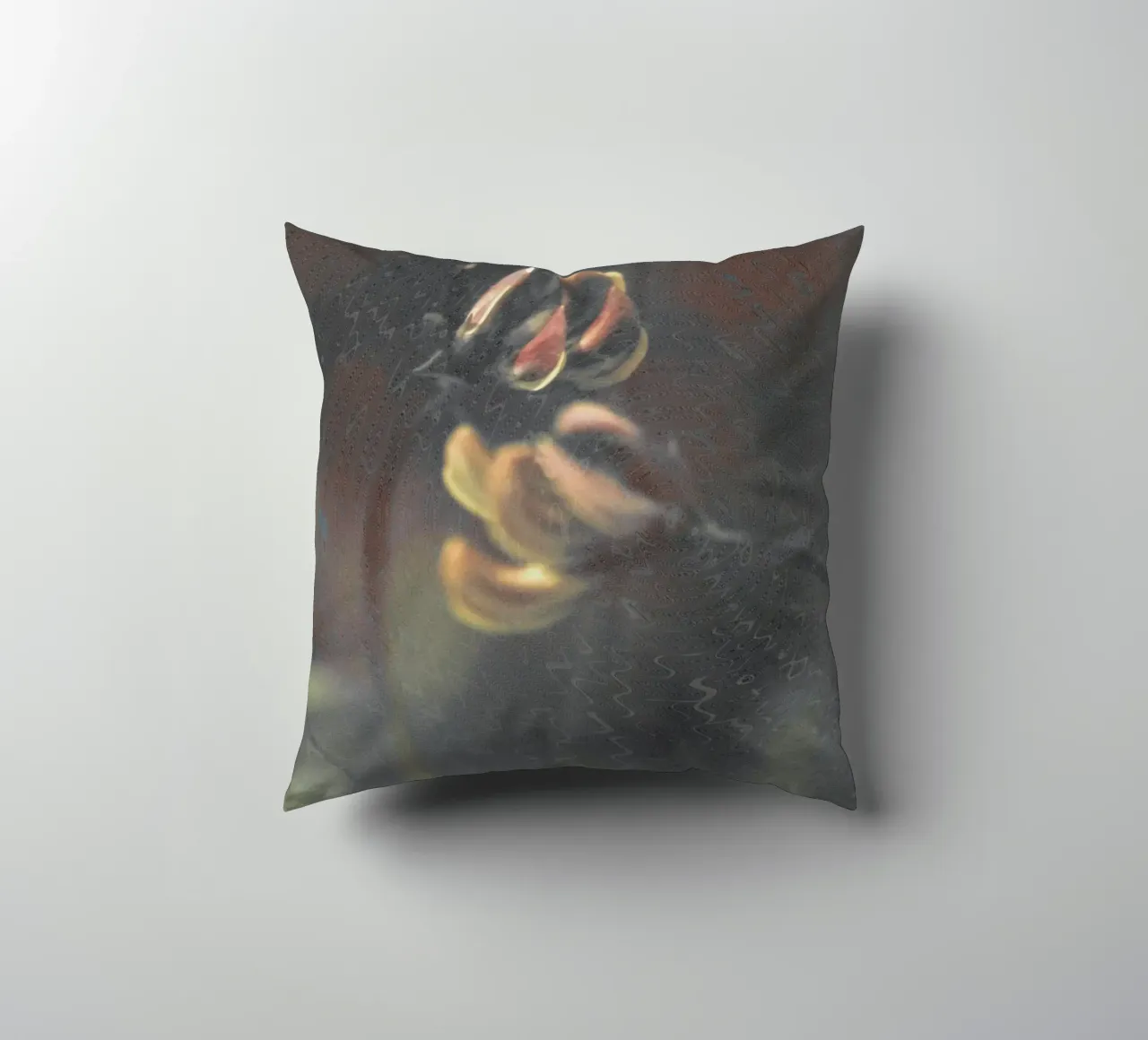 Due fiori davanti a uno sfondo artistico cuscino da Something for you