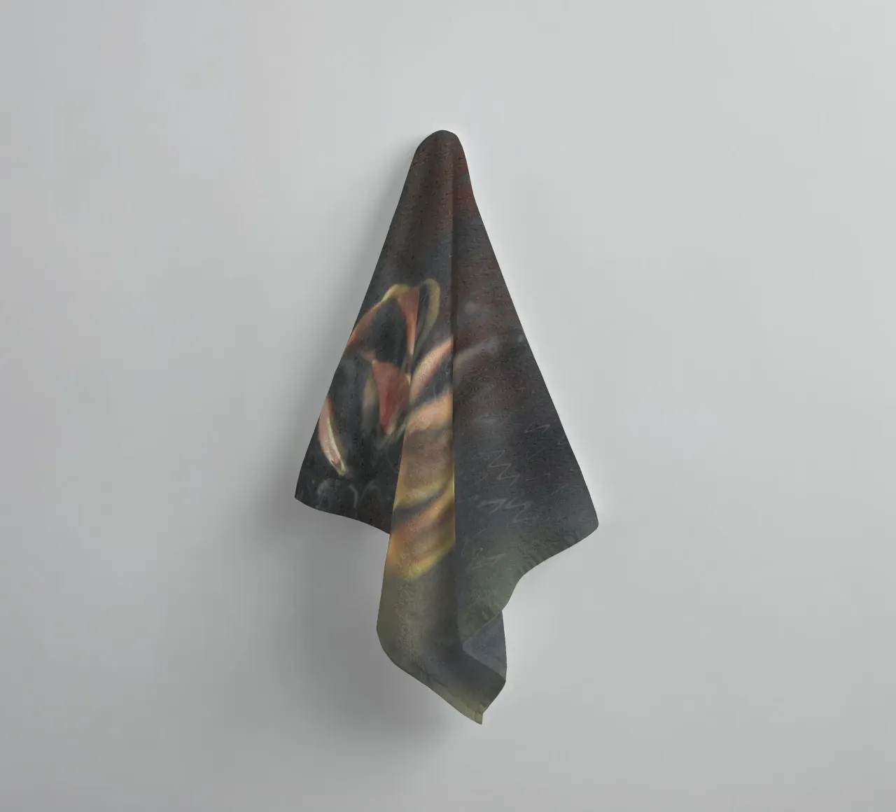 Two flowers in front of an artistic background towel by Something for you