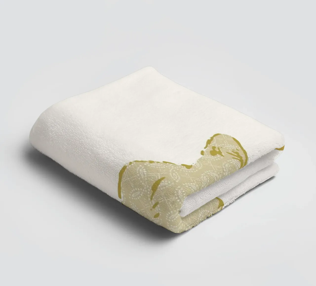 Custom baby name with cue kitten in yellow pastel tones towel by Art by Susana Miranda ilustración