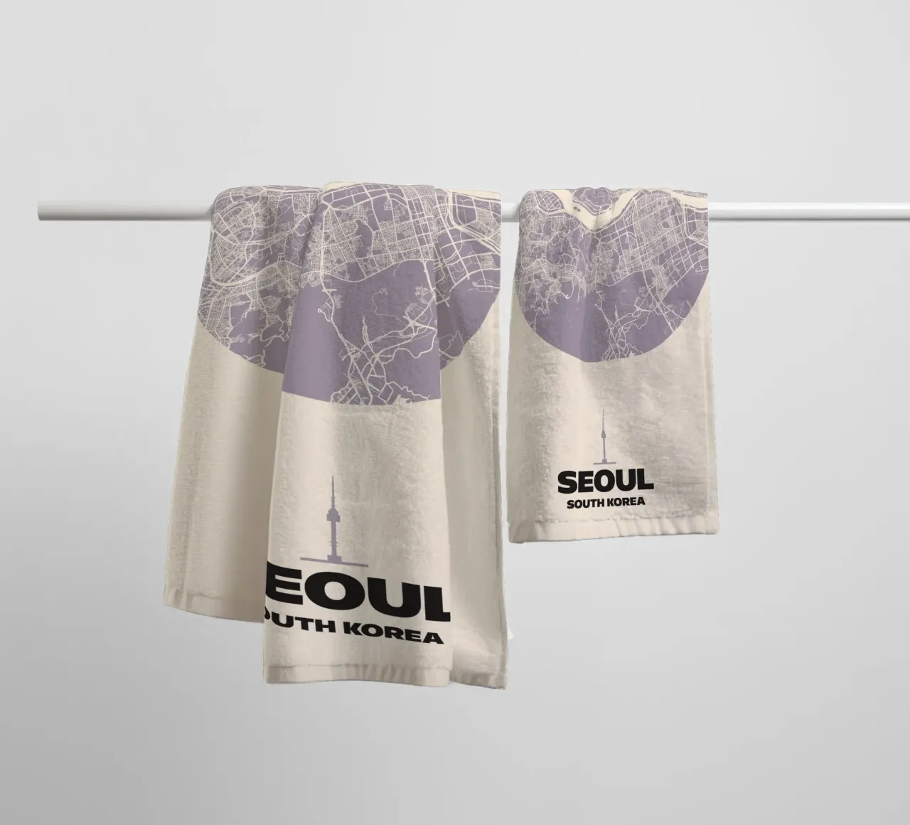 Seoul Lines Minimal - City Circles Handtuch von MOOODZART