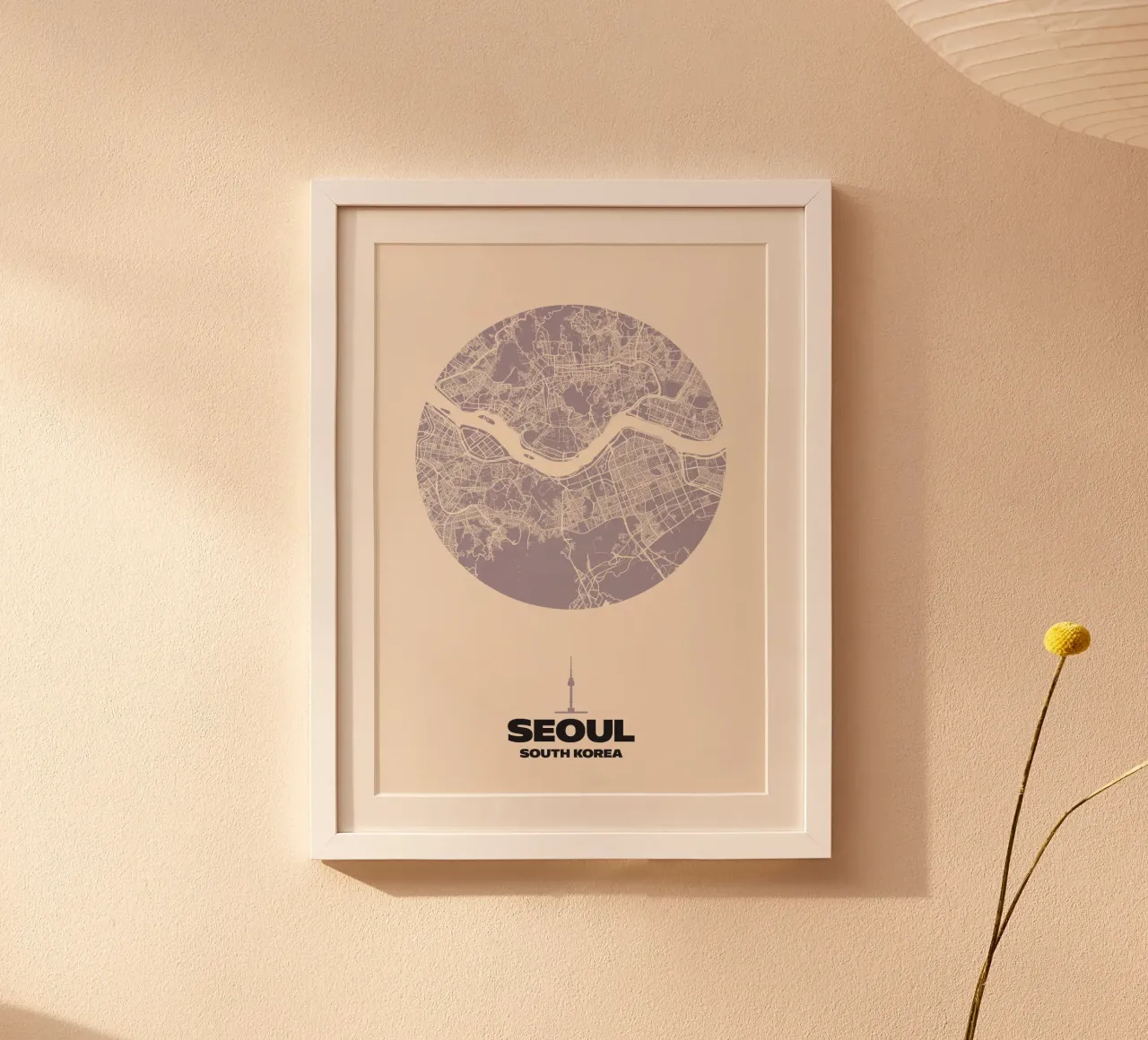 Seoul Lines Minimal - City Circles poster con telaio in alluminio da MOOODZART