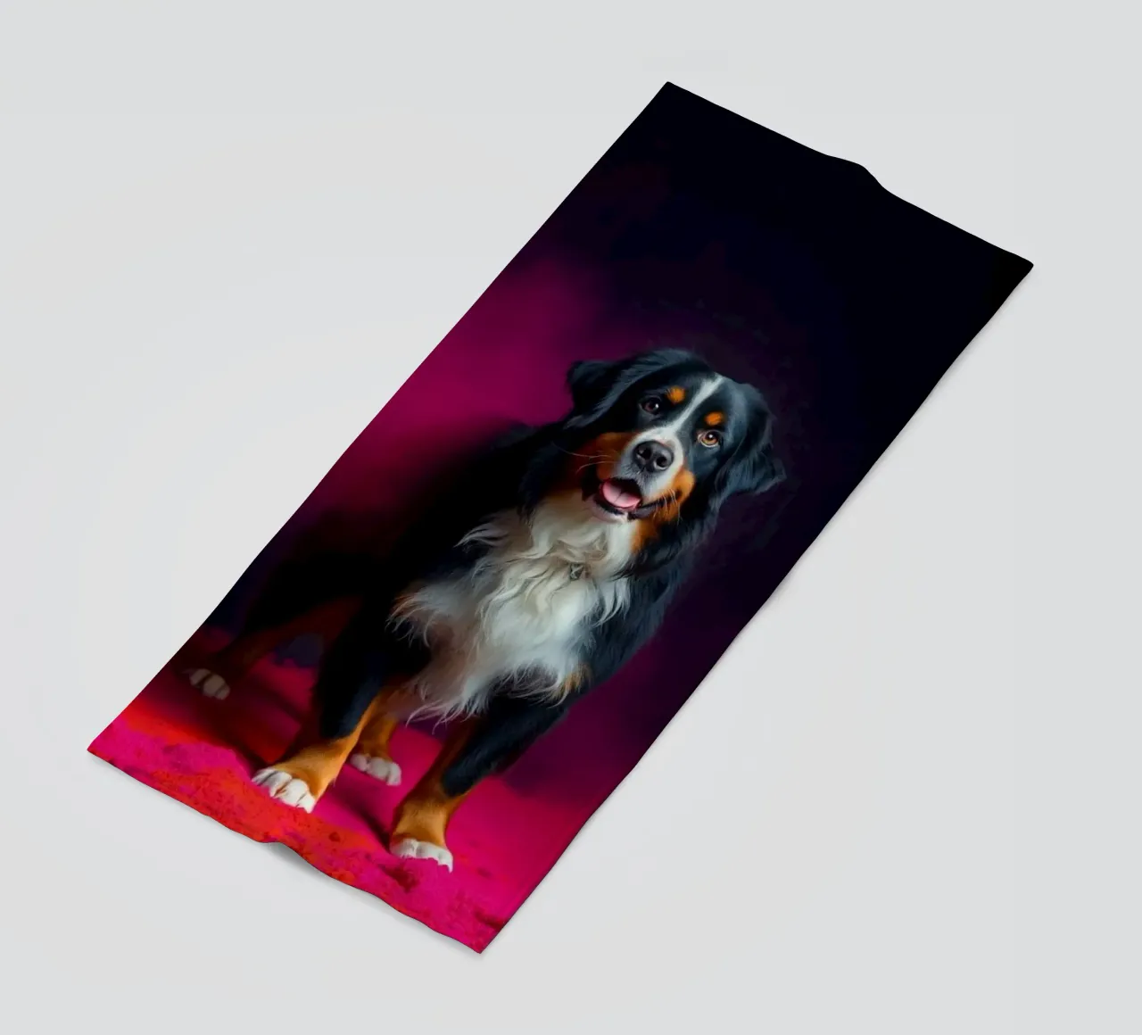 The colorful Bernese Mountain Dog #218 beach towel by Yumis.Beargang.and.Me