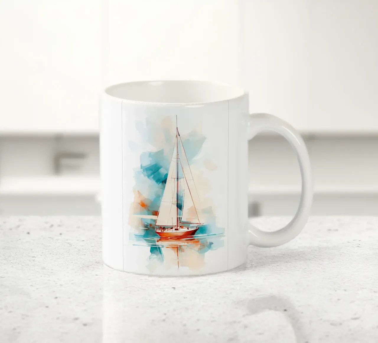 Zeilboot abstracte keramische mok van Imagine