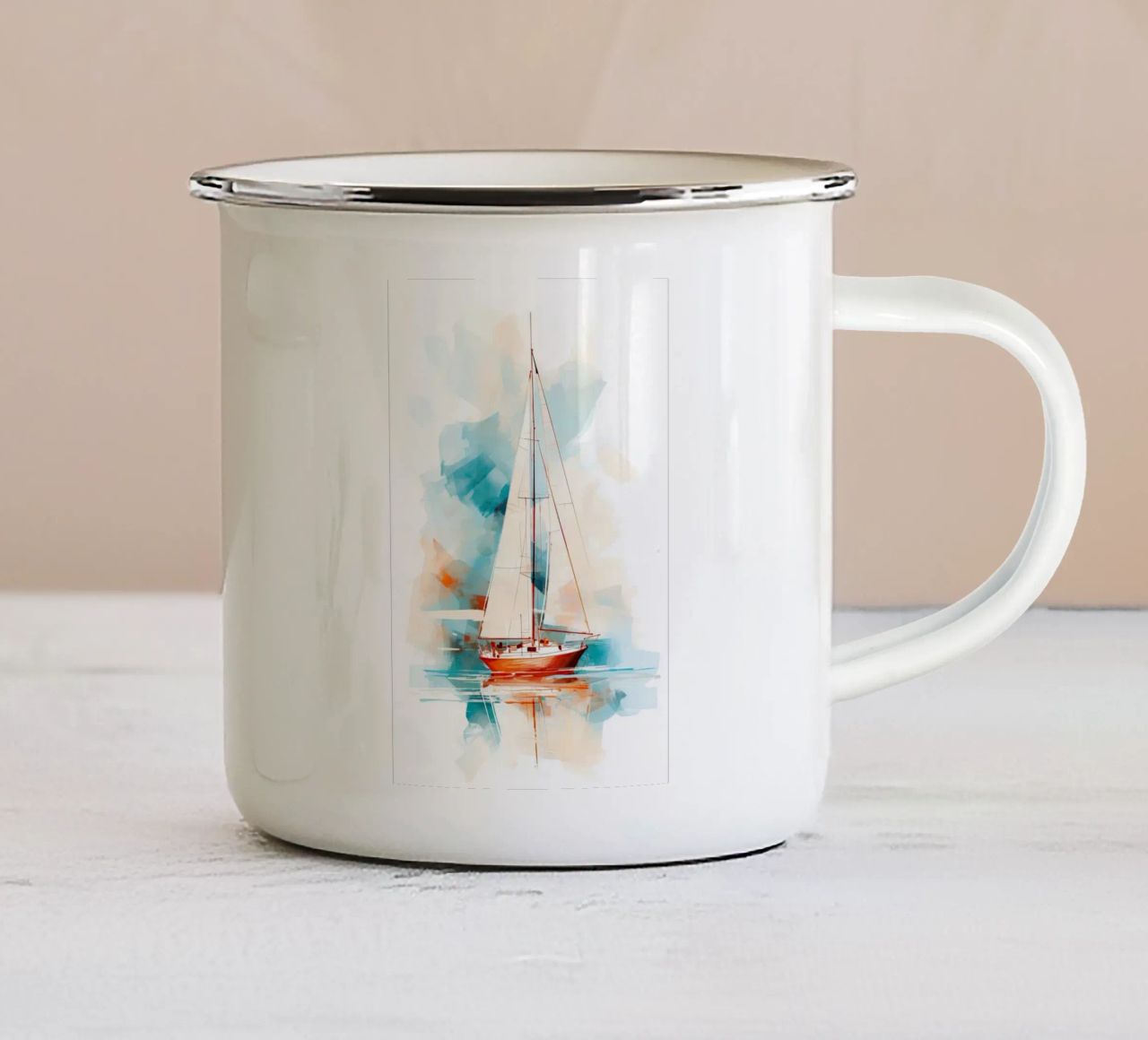 Zeilboot abstracte Emaille Tasse von Imagine