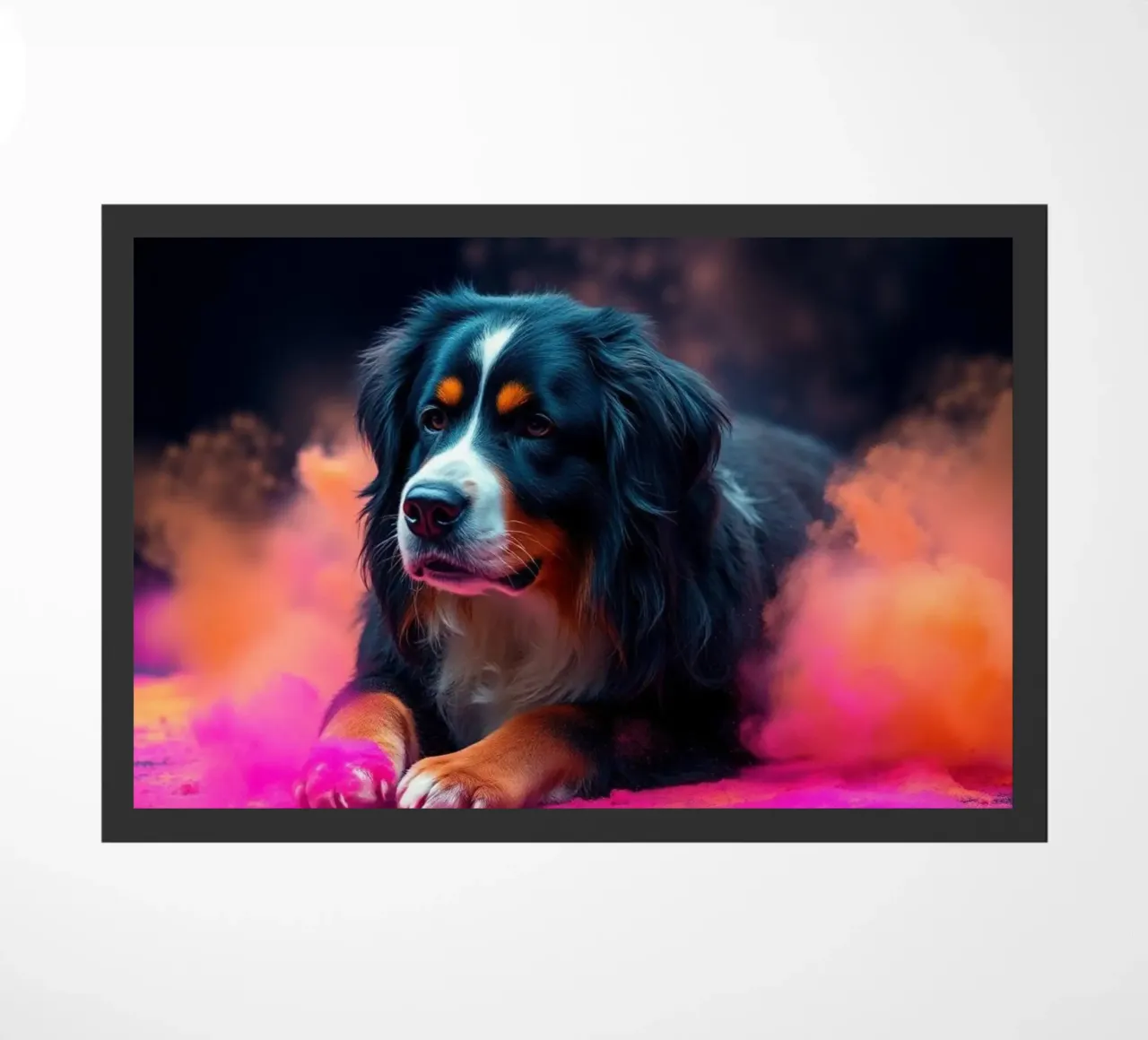 The colorful Bernese Mountain Dog #221 doormat by Yumis.Beargang.and.Me