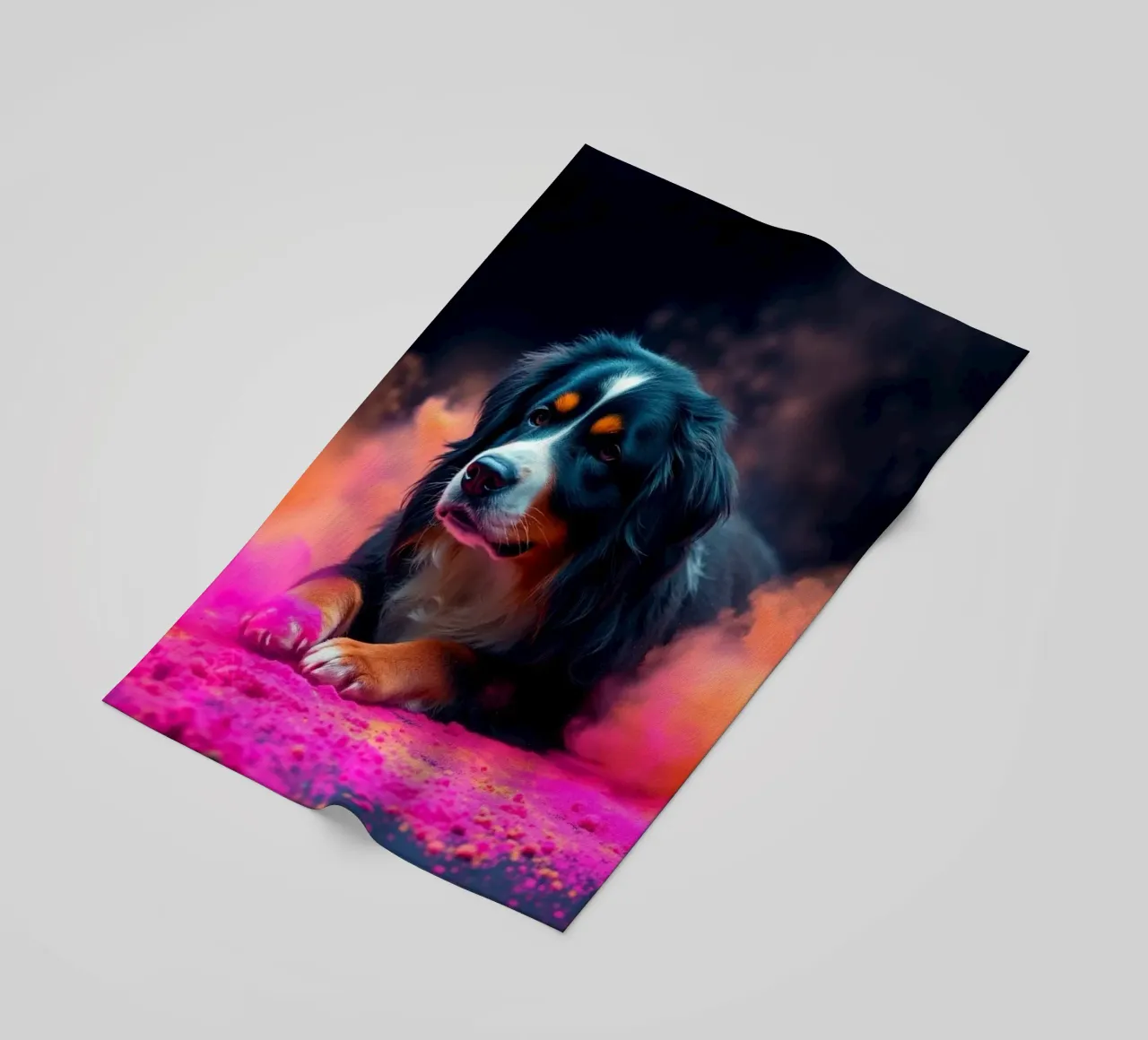 The colorful Bernese Mountain Dog #221 beach towel by Yumis.Beargang.and.Me