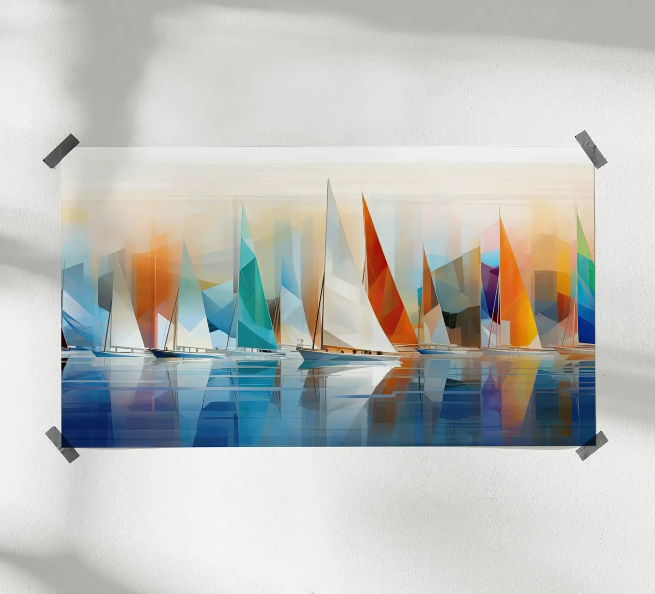 Zeilboten astratto poster con telaio in plastica da Imagine