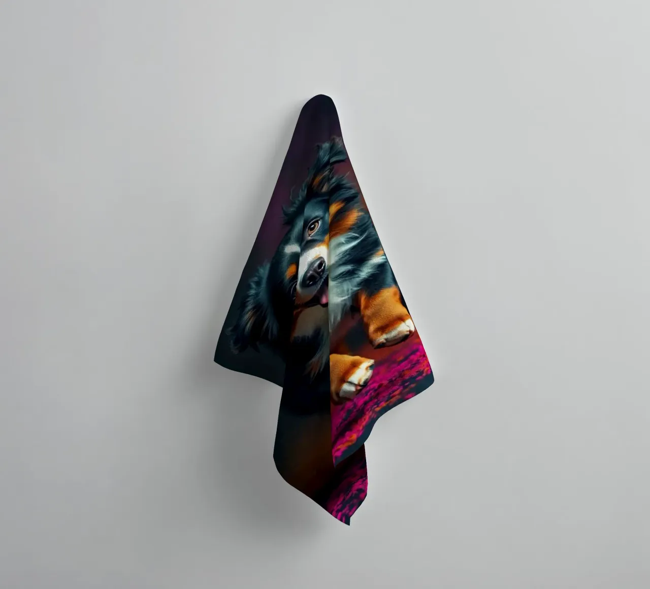 The colorful Bernese Mountain Dog #223 towel by Yumis.Beargang.and.Me