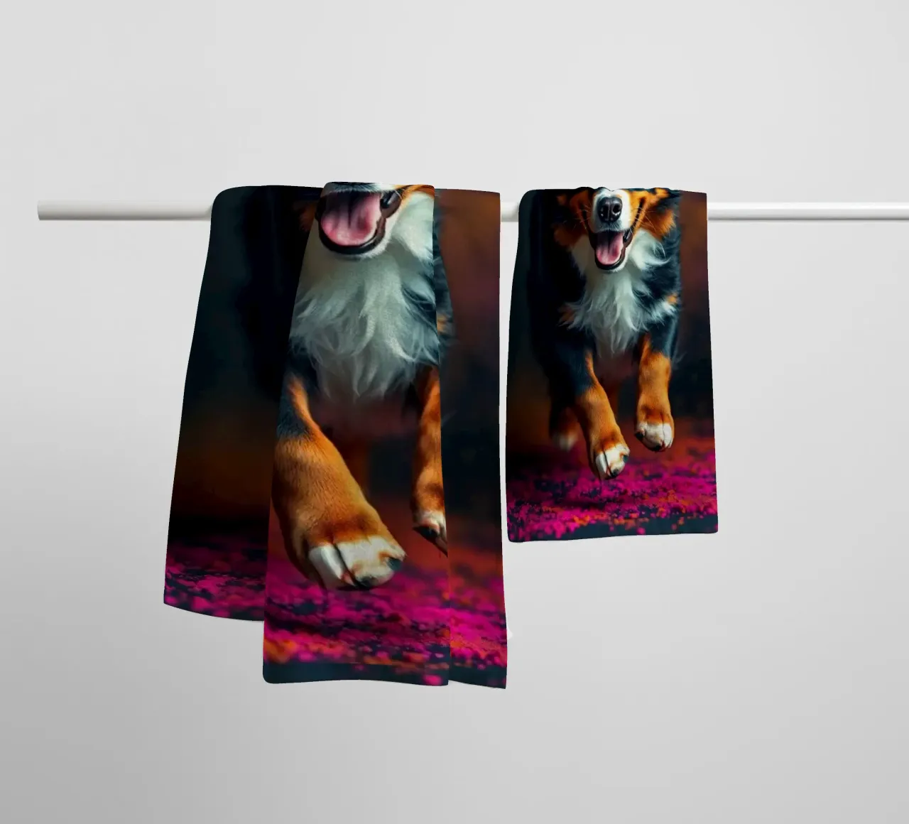 The colorful Bernese Mountain Dog #223 towel by Yumis.Beargang.and.Me