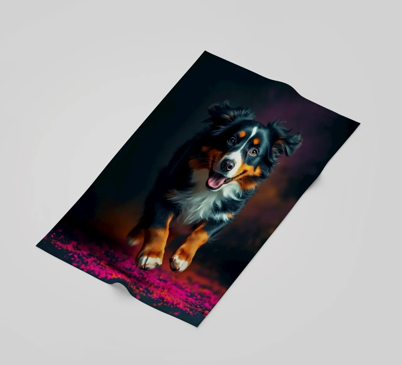 The colorful Bernese Mountain Dog #223 beach towel by Yumis.Beargang.and.Me